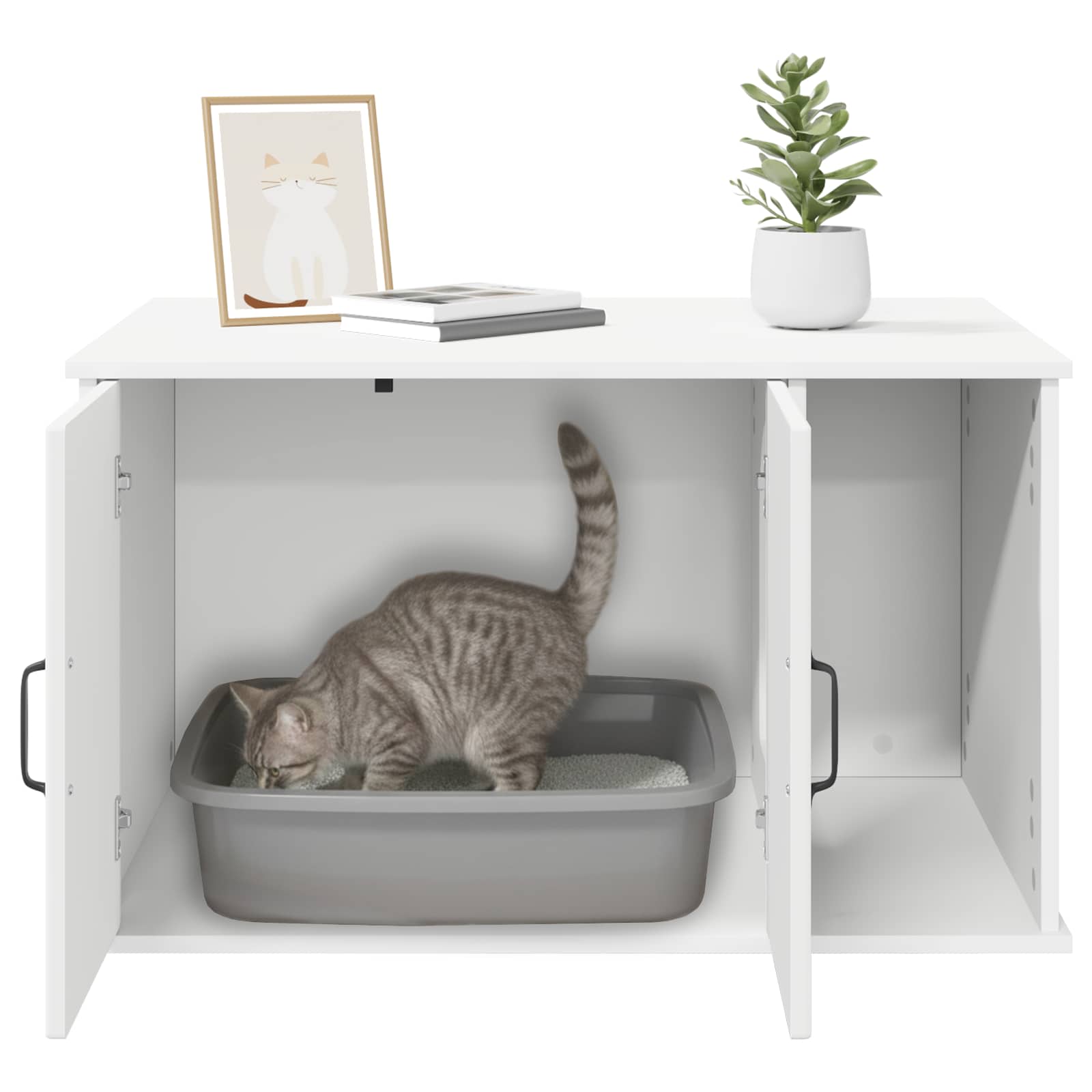 Kattenhuis Wit 85 x 55 x 50 cm Bewerkt hout is nu te koop bij PeponiXL, paradijselijk wonen!