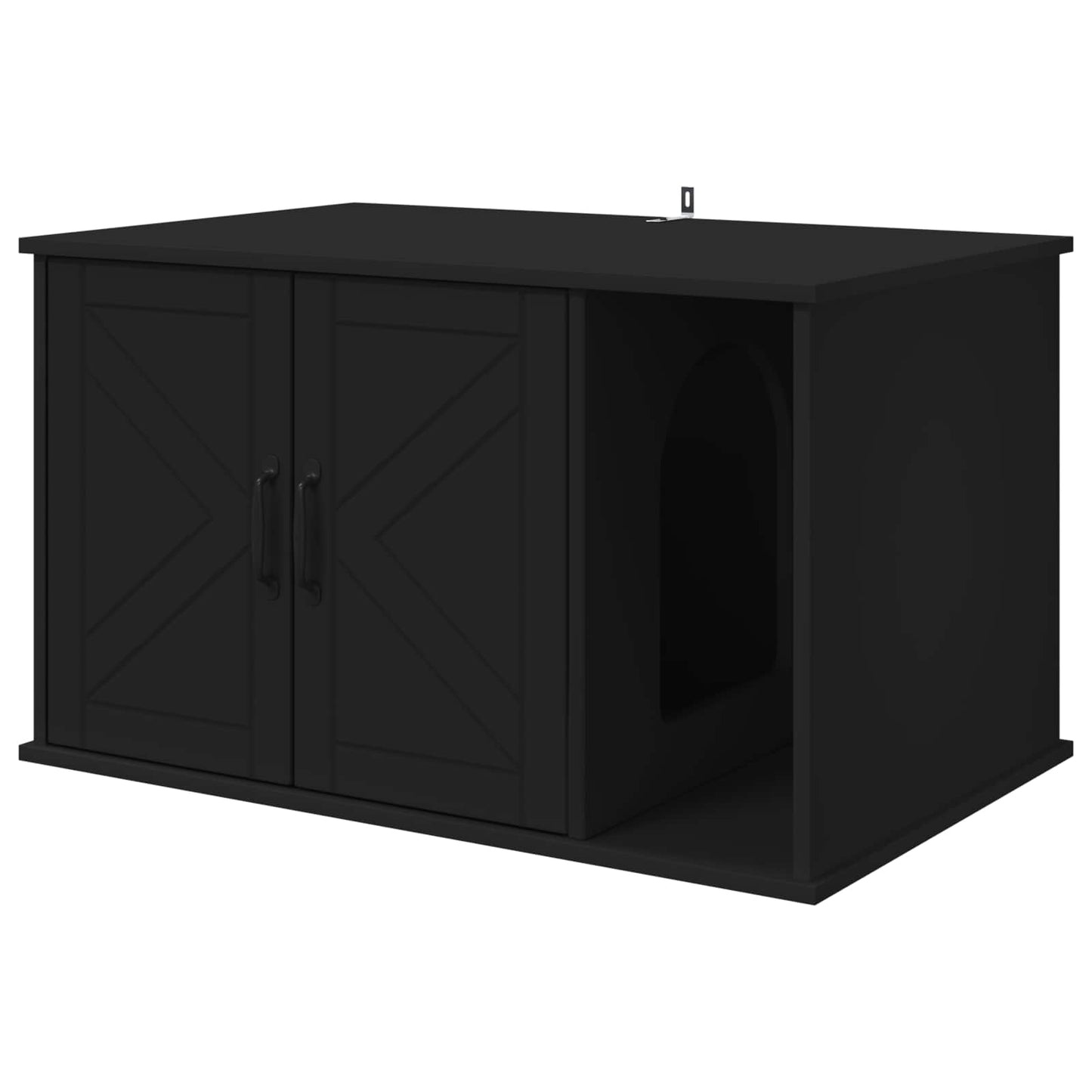 Kattenhuis Zwart 85 x 55 x 50 cm Bewerkt hout is nu te koop bij PeponiXL, paradijselijk wonen!