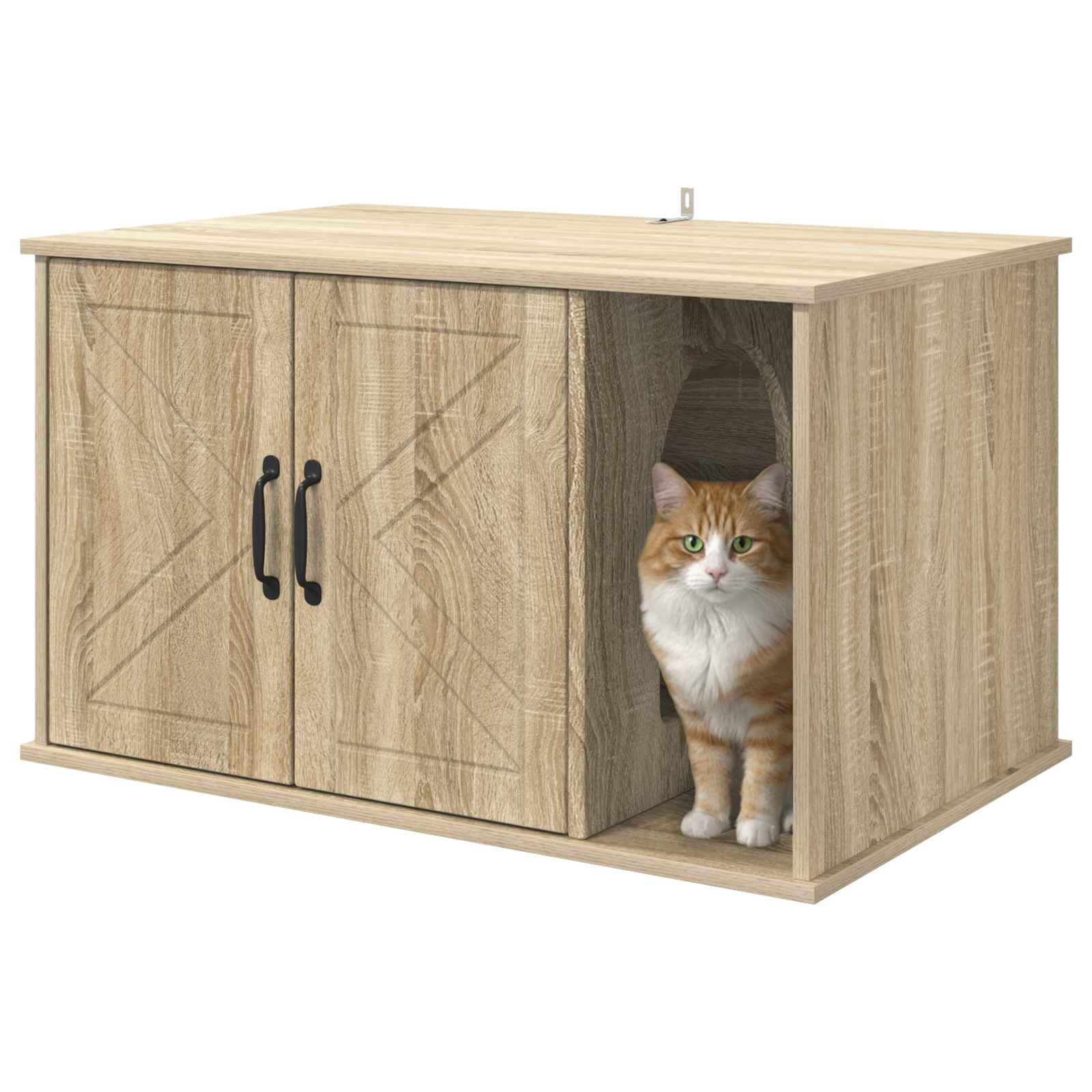 Kattenhuis Sonoma 85 x 55 x 50 cm Bewerkt hout is nu te koop bij PeponiXL, paradijselijk wonen!