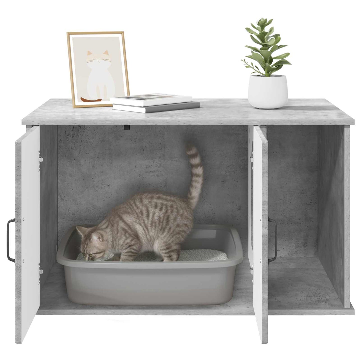 Kattenhuis Beton 85 x 55 x 50 cm Bewerkt hout is nu te koop bij PeponiXL, paradijselijk wonen!
