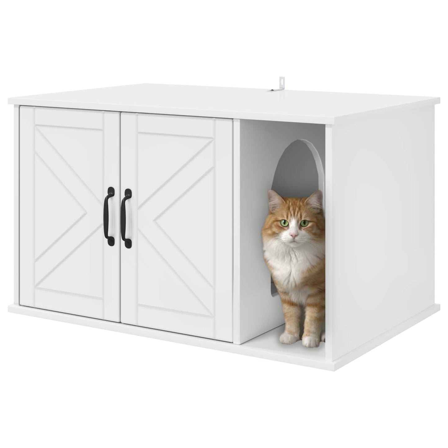 Kattenhuis Glanzend Wit 85 x 55 x 50 cm Bewerkt hout is nu te koop bij PeponiXL, paradijselijk wonen!