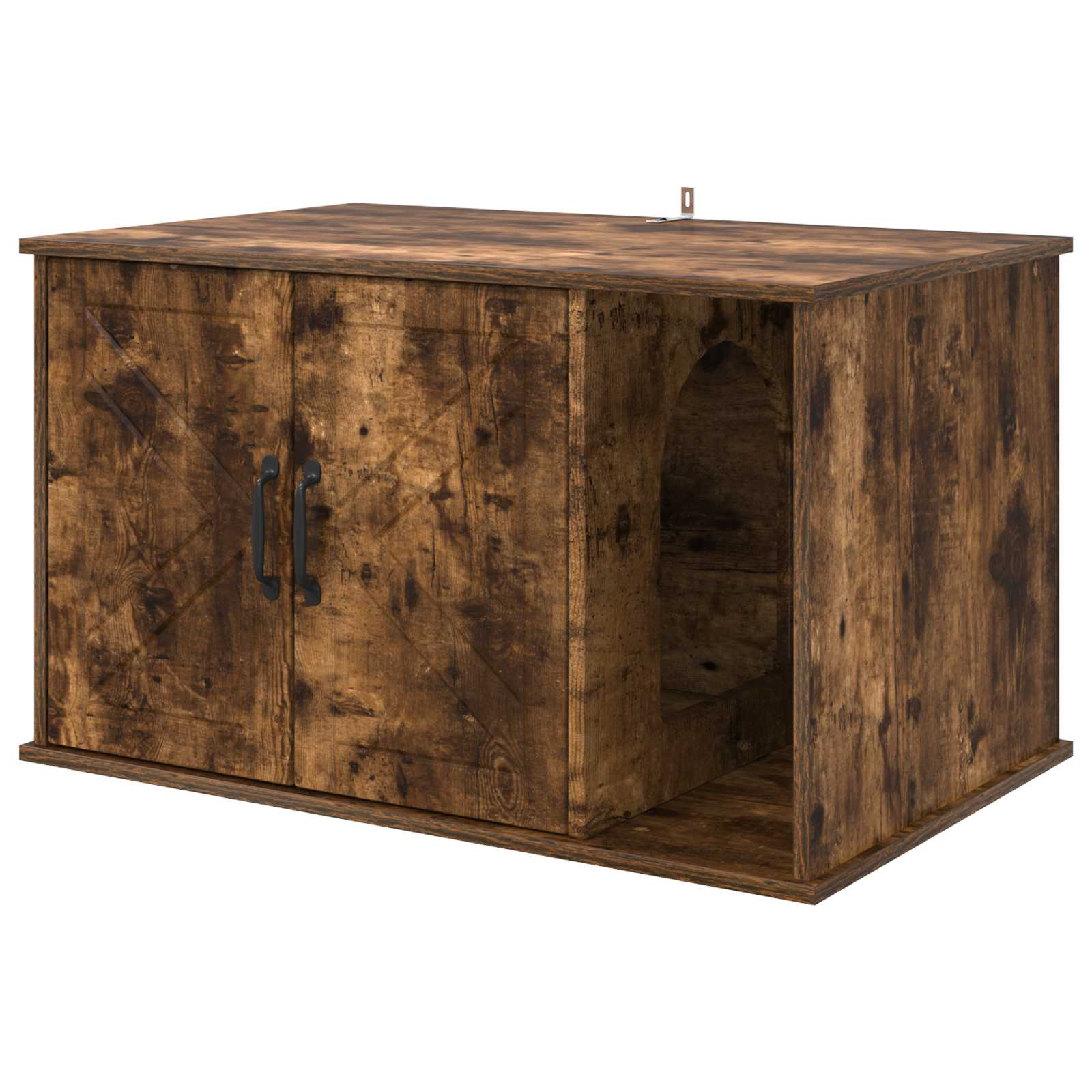 Kattenhuis Gerookt eiken 85 x 55 x 50 cm Bewerkt hout is nu te koop bij PeponiXL, paradijselijk wonen!