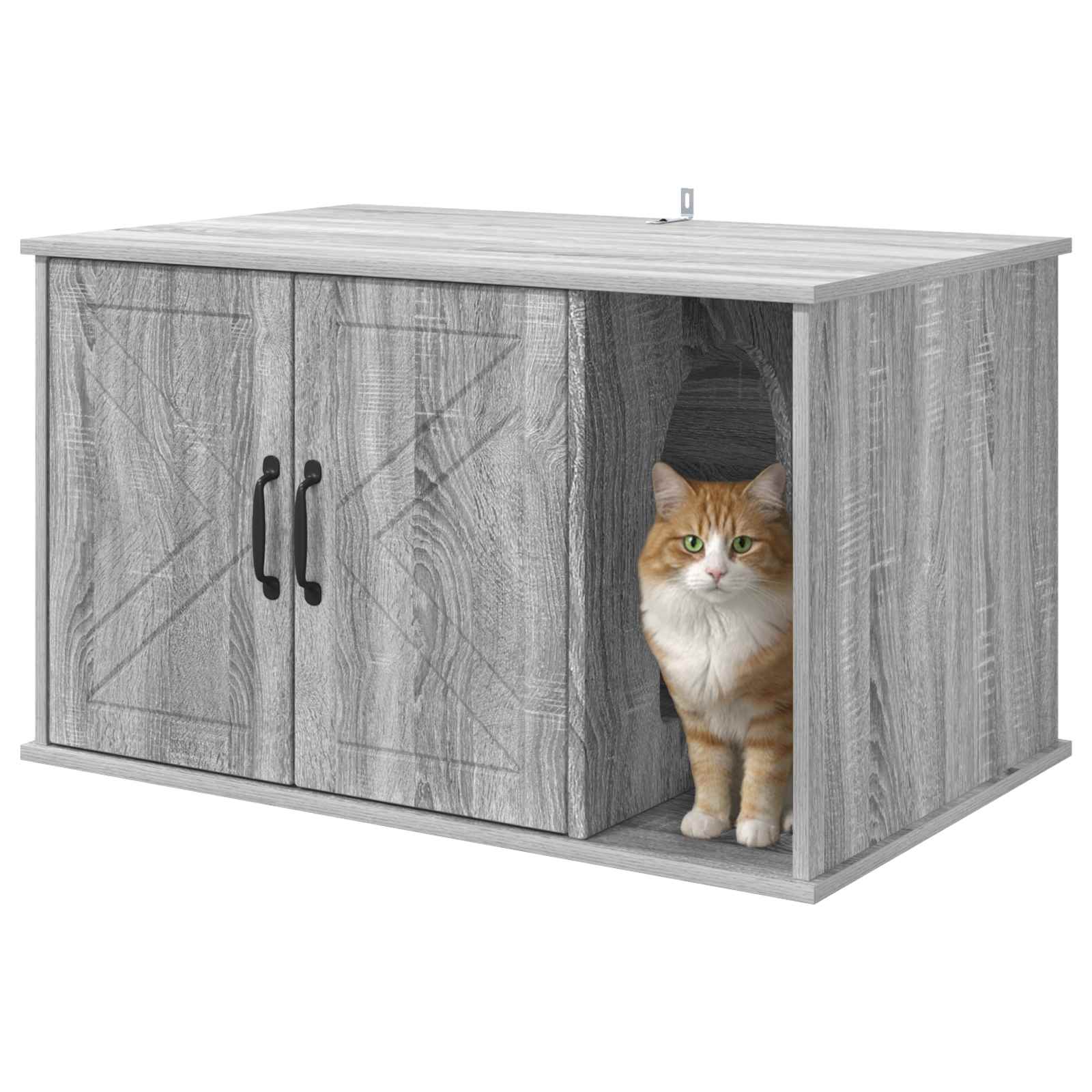 Kattenhuis Grijs Sonoma 85 x 55 x 50 cm Bewerkt hout is nu te koop bij PeponiXL, paradijselijk wonen!