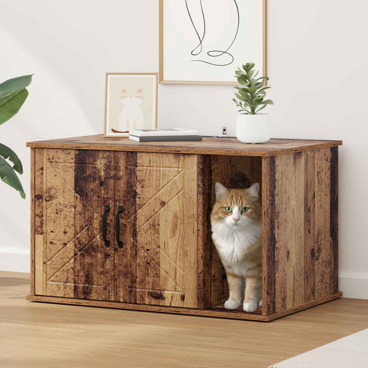 Kattenhuis Oudhout 85 x 55 x 50 cm Bewerkt hout is nu te koop bij PeponiXL, paradijselijk wonen!