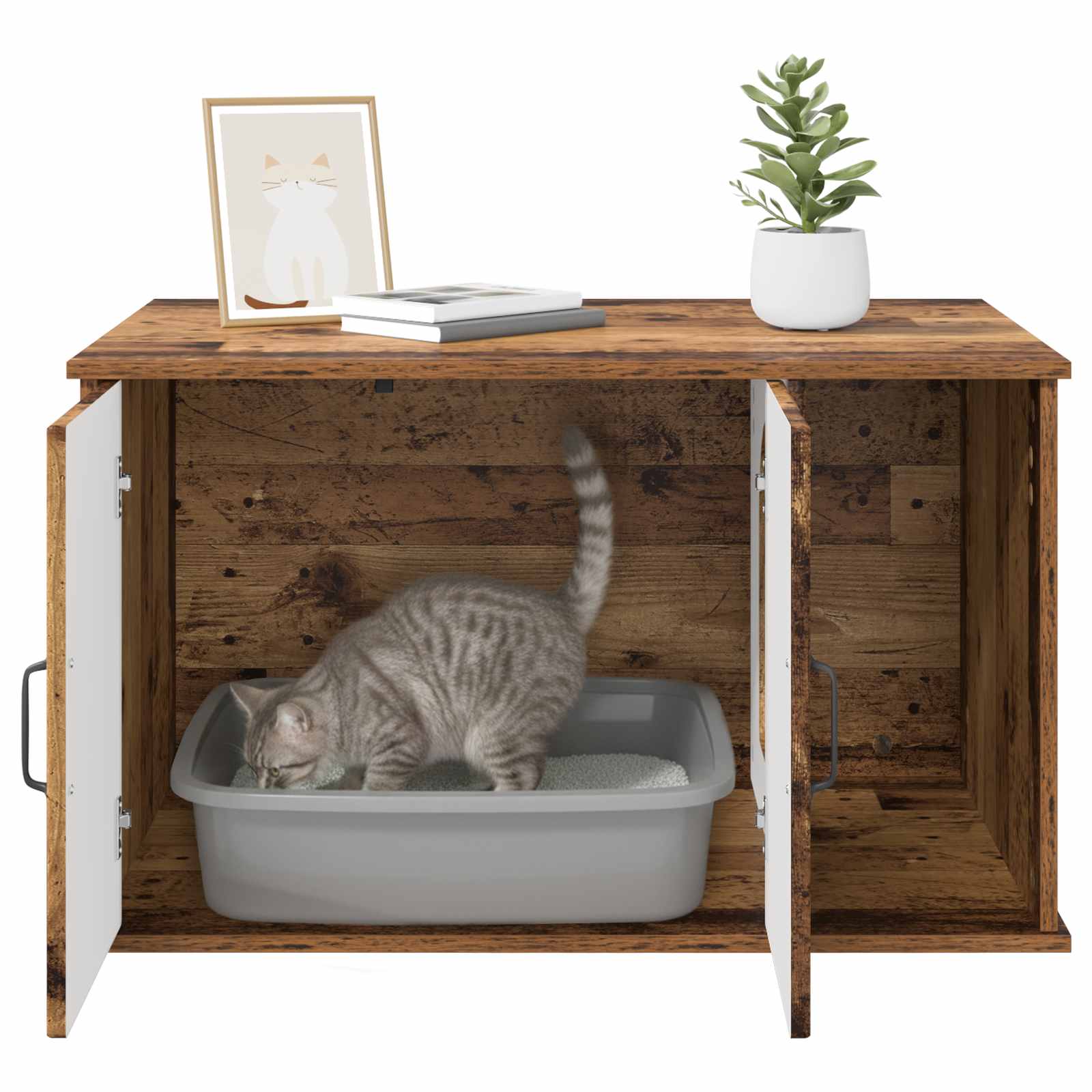Kattenhuis Oudhout 85 x 55 x 50 cm Bewerkt hout is nu te koop bij PeponiXL, paradijselijk wonen!