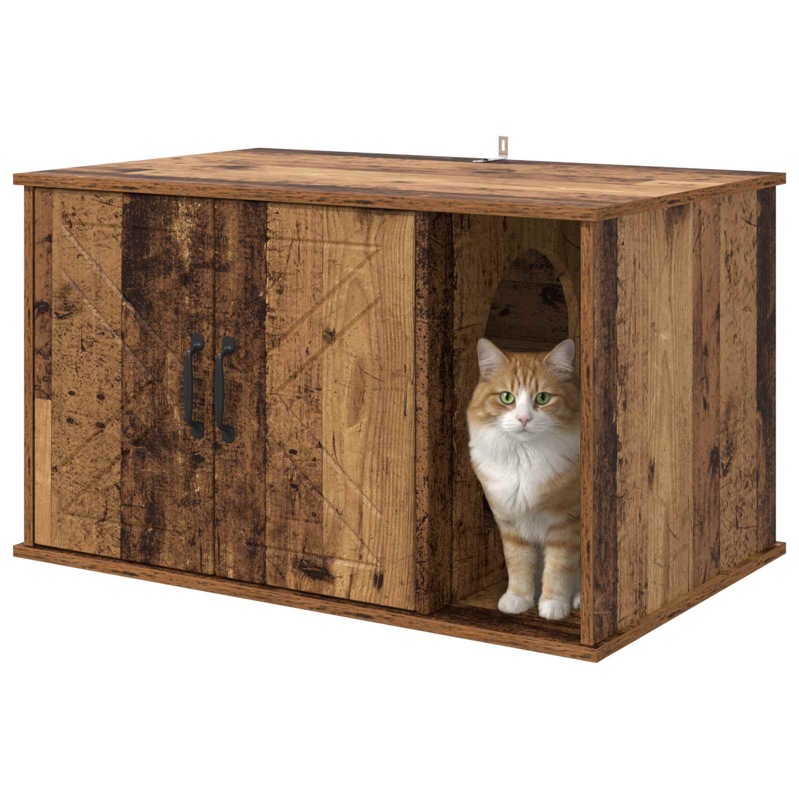 Kattenhuis Oudhout 85 x 55 x 50 cm Bewerkt hout is nu te koop bij PeponiXL, paradijselijk wonen!