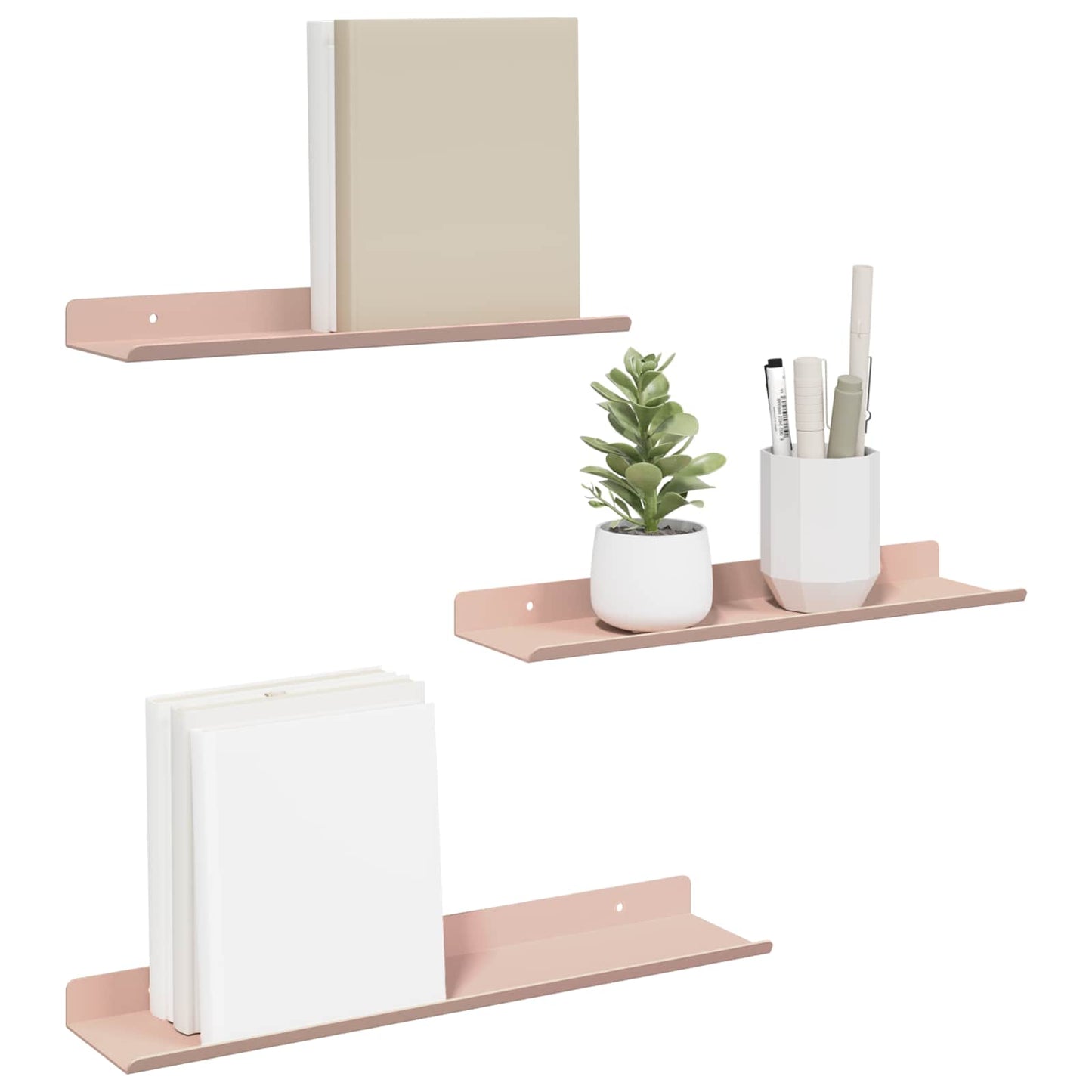 Drijvende plank Wandgemonteerd 3 pcs Roze 40 x 9 x 2,5 cm Staal is nu te koop bij PeponiXL, paradijselijk wonen!