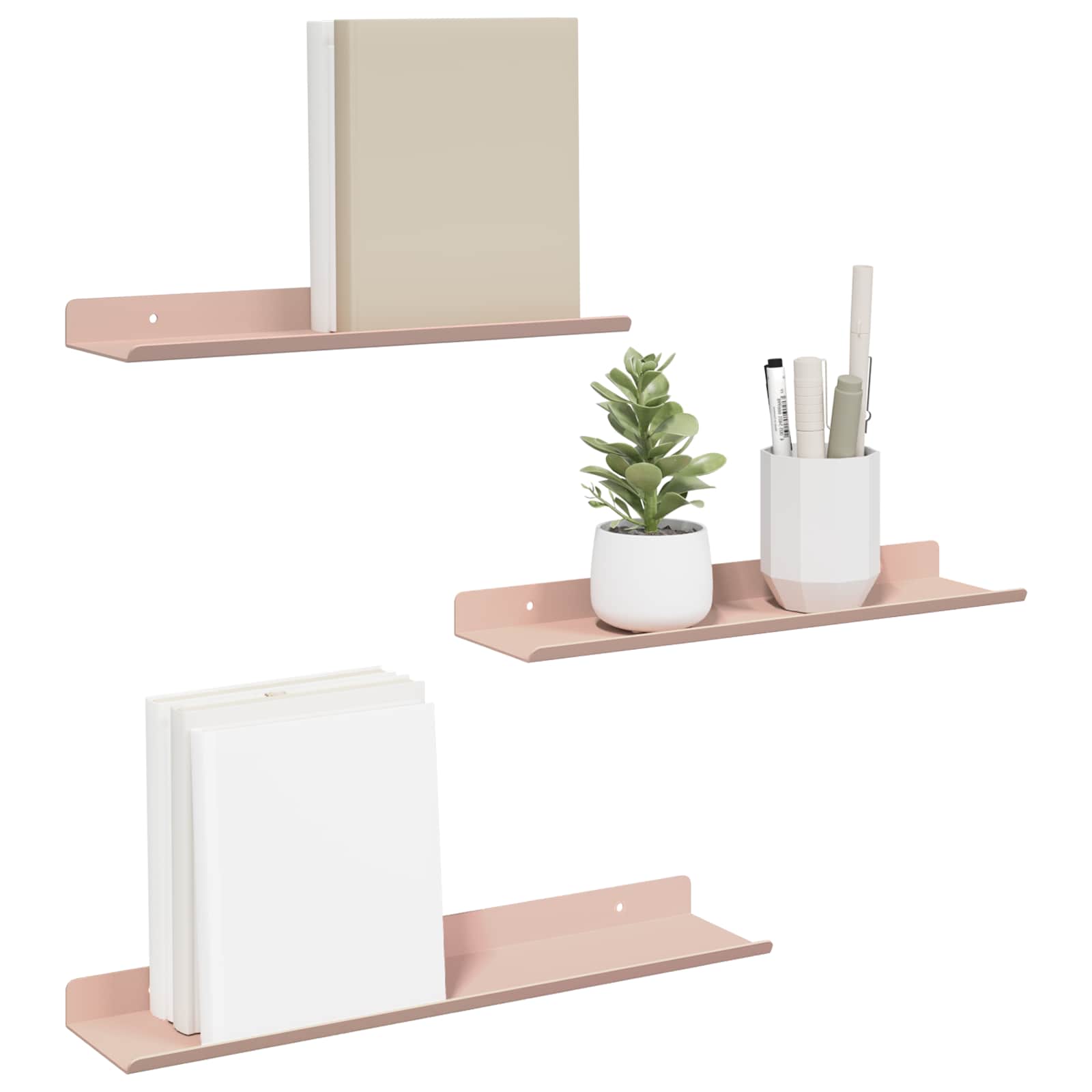 Drijvende plank Wandgemonteerd 3 pcs Roze 40 x 9 x 2,5 cm Staal is nu te koop bij PeponiXL, paradijselijk wonen!