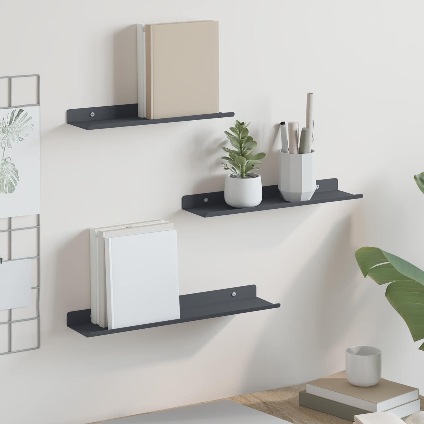 Drijvende plank 3 pcs Antraciet 40 x 9 x 2,5 cm Staal is nu te koop bij PeponiXL, paradijselijk wonen!