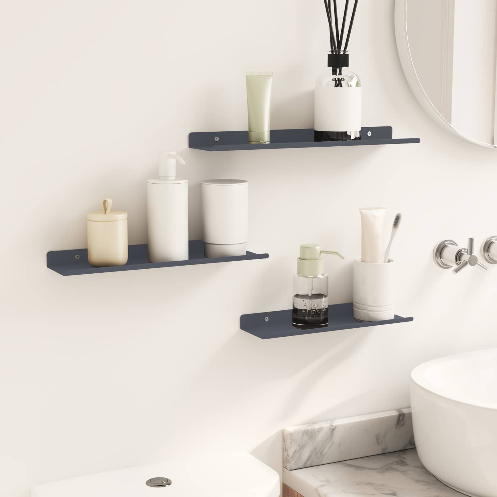 Drijvende plank 3 pcs Antraciet 40 x 9 x 2,5 cm Staal is nu te koop bij PeponiXL, paradijselijk wonen!
