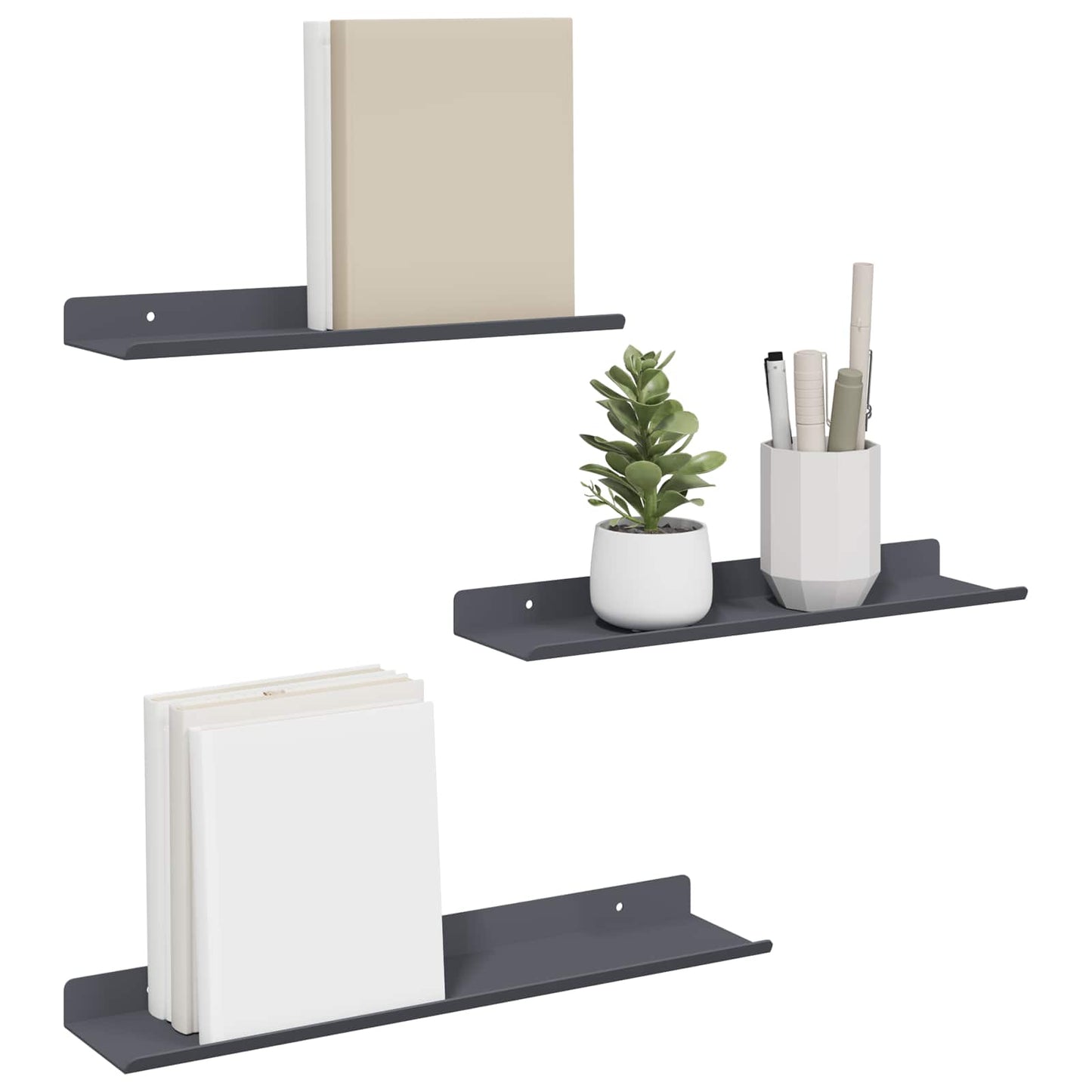 Drijvende plank 3 pcs Antraciet 40 x 9 x 2,5 cm Staal is nu te koop bij PeponiXL, paradijselijk wonen!
