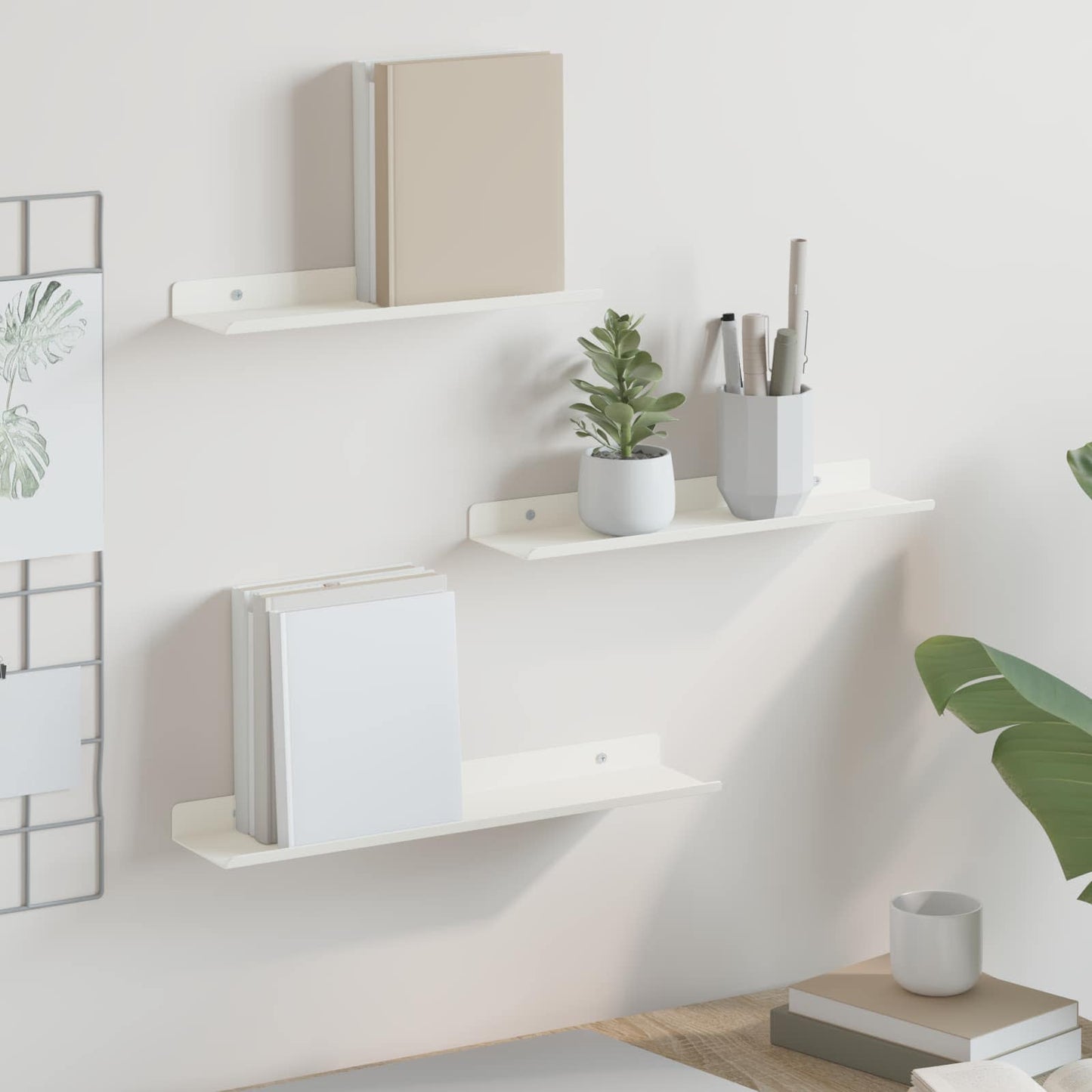 Drijvende plank Wandgemonteerd 3 pcs Wit 40 x 9 x 2,5 cm Staal is nu te koop bij PeponiXL, paradijselijk wonen!