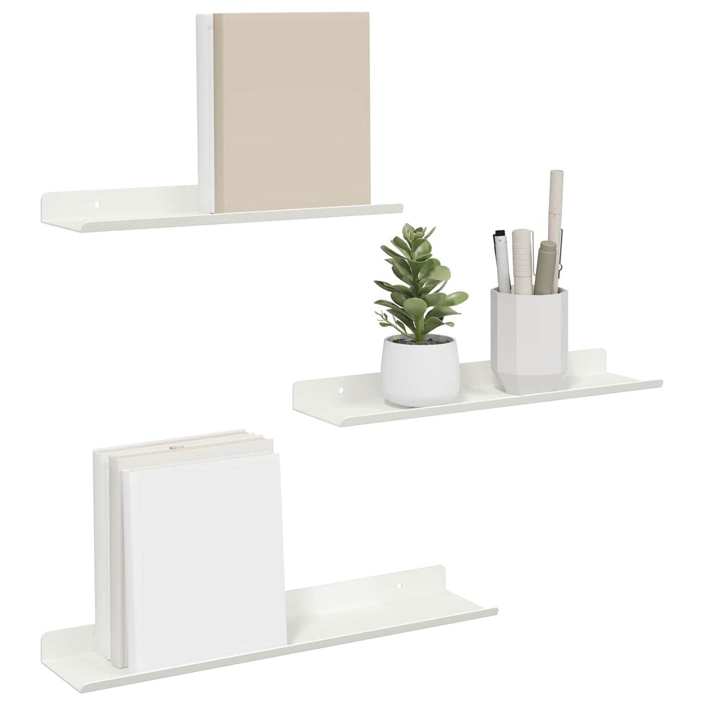 Drijvende plank Wandgemonteerd 3 pcs Wit 40 x 9 x 2,5 cm Staal is nu te koop bij PeponiXL, paradijselijk wonen!