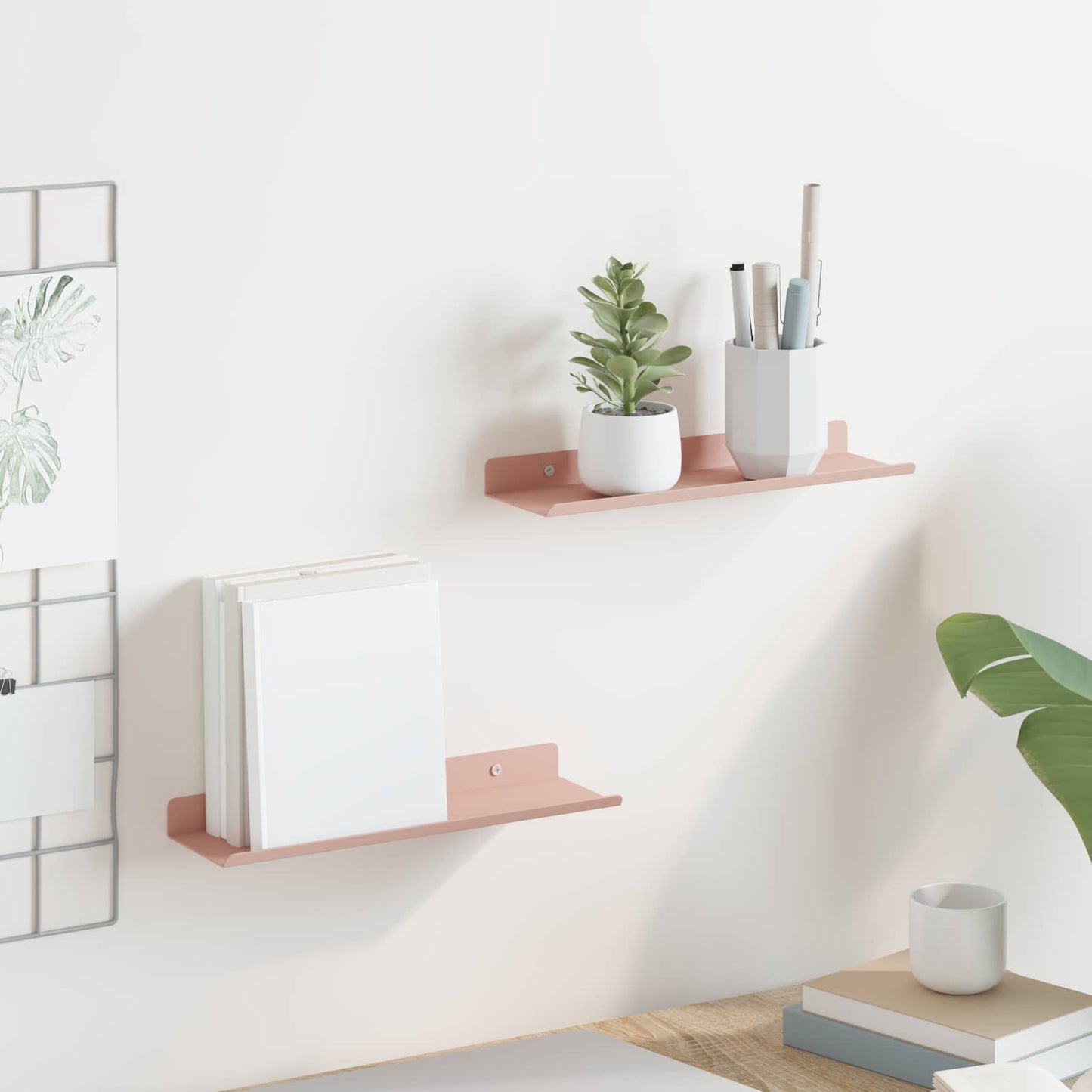 Drijvende plank Wandgemonteerd 2 pcs Roze 30 x 9 x 2,5 cm Staal is nu te koop bij PeponiXL, paradijselijk wonen!