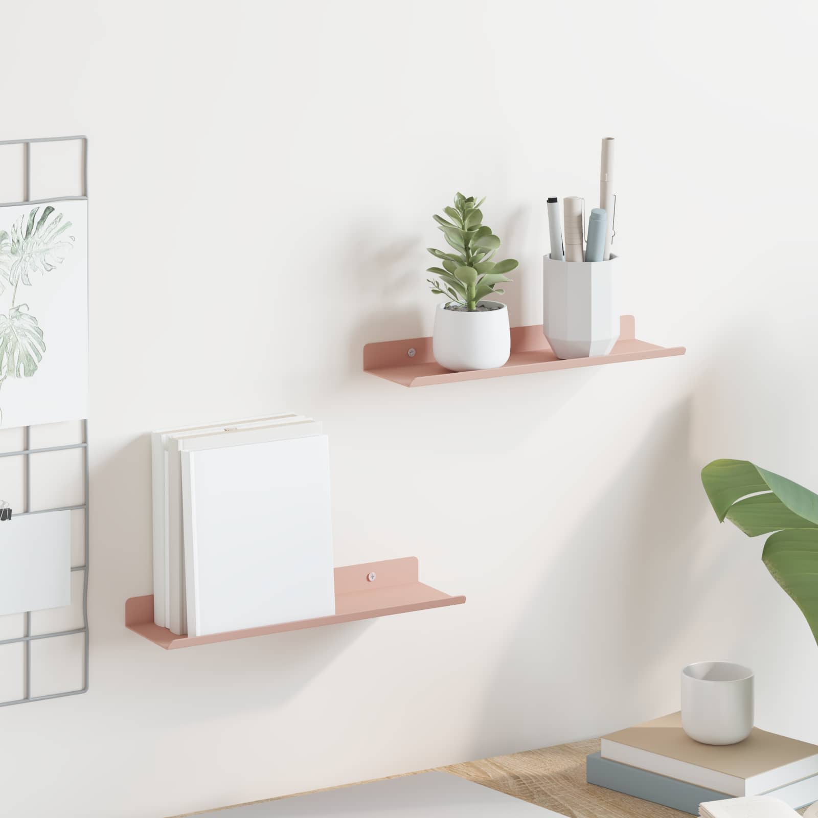 Drijvende plank Wandgemonteerd 2 pcs Roze 30 x 9 x 2,5 cm Staal is nu te koop bij PeponiXL, paradijselijk wonen!
