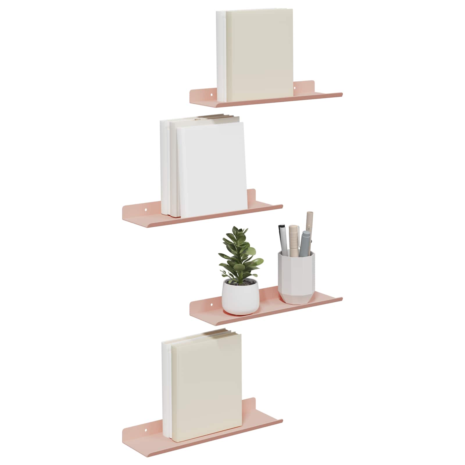 Drijvende plank Wandgemonteerd 4 pcs Roze 30 x 9 x 2,5 cm Staal is nu te koop bij PeponiXL, paradijselijk wonen!