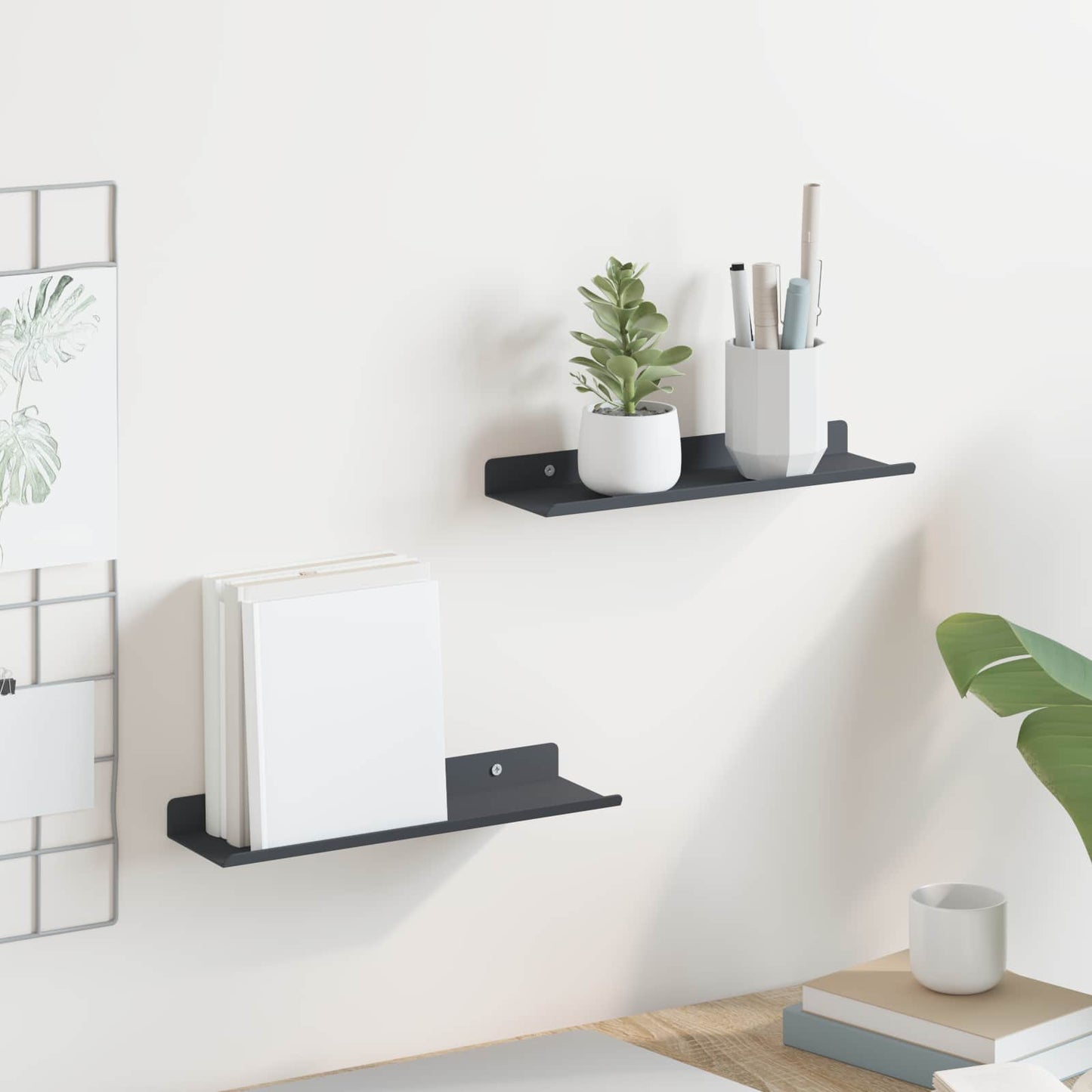 Drijvende plank 2 pcs Antraciet 30 x 9 x 2,5 cm Staal is nu te koop bij PeponiXL, paradijselijk wonen!