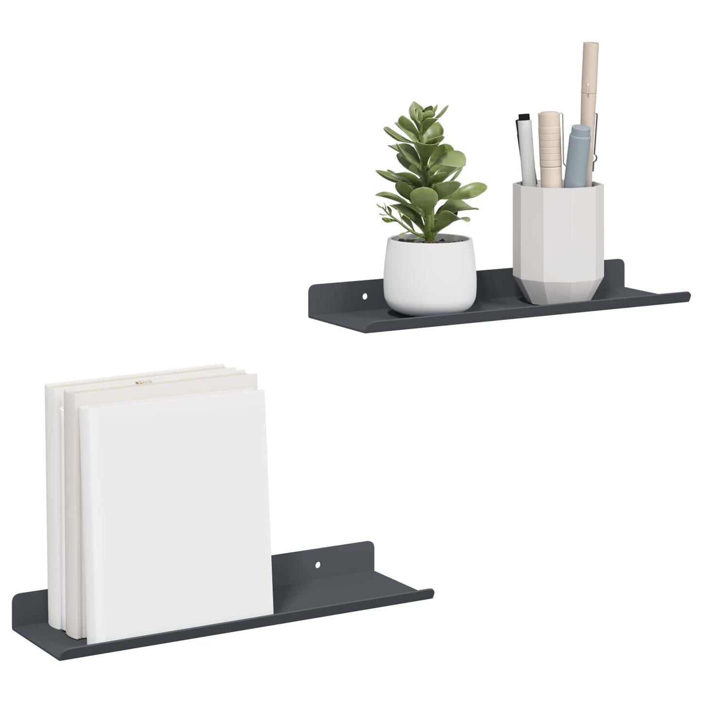 Drijvende plank 2 pcs Antraciet 30 x 9 x 2,5 cm Staal is nu te koop bij PeponiXL, paradijselijk wonen!