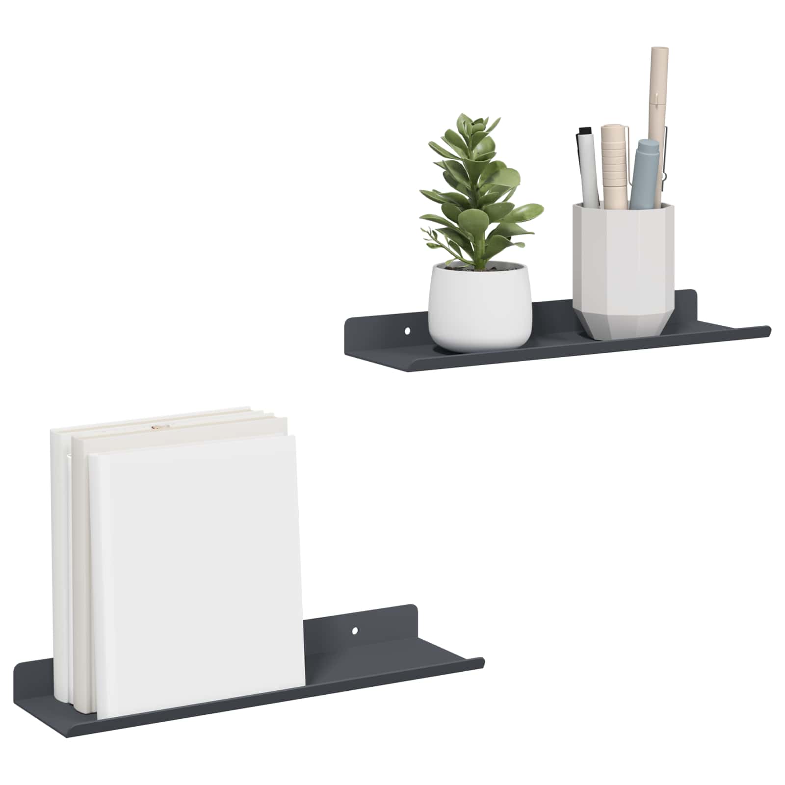 Drijvende plank 2 pcs Antraciet 30 x 9 x 2,5 cm Staal is nu te koop bij PeponiXL, paradijselijk wonen!