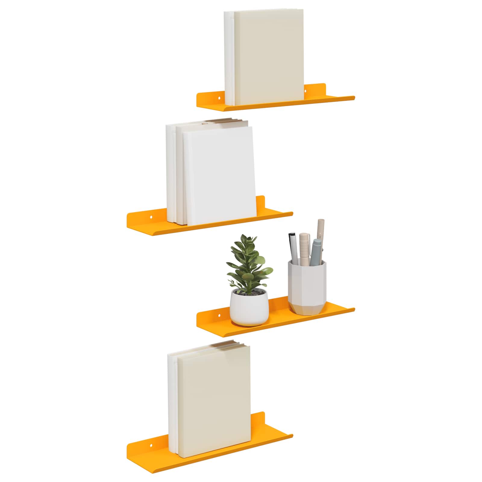 Drijvende plank 4 pcs Mosterdgeel 30 x 9 x 2,5 cm Staal is nu te koop bij PeponiXL, paradijselijk wonen!