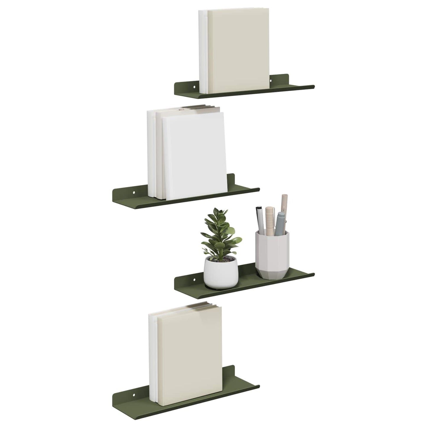 Drijvende plank 4 pcs Olijf Groen 30 x 9 x 2,5 cm Staal is nu te koop bij PeponiXL, paradijselijk wonen!