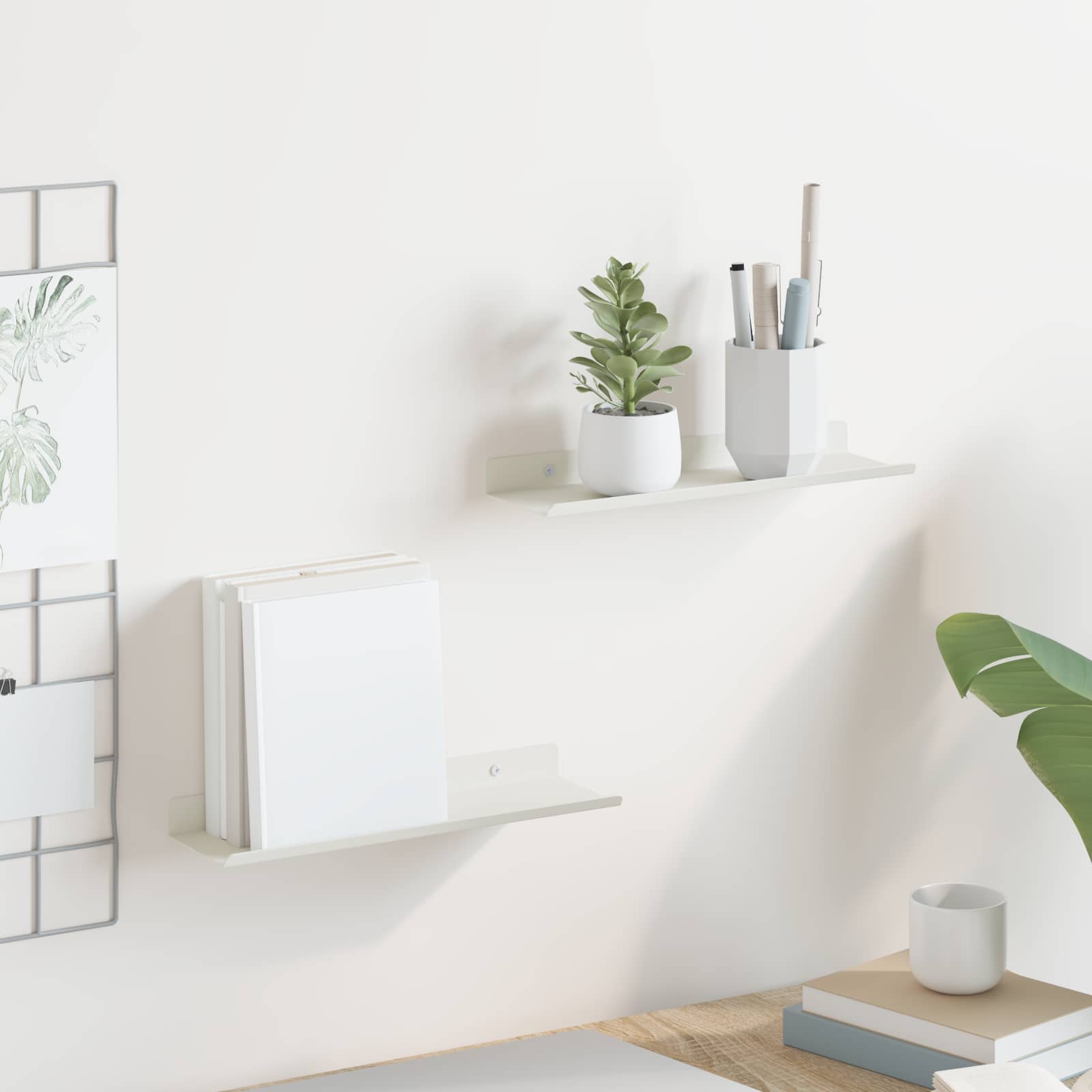 Drijvende plank Wandgemonteerd 2 pcs Wit 30 x 9 x 2,5 cm Staal is nu te koop bij PeponiXL, paradijselijk wonen!
