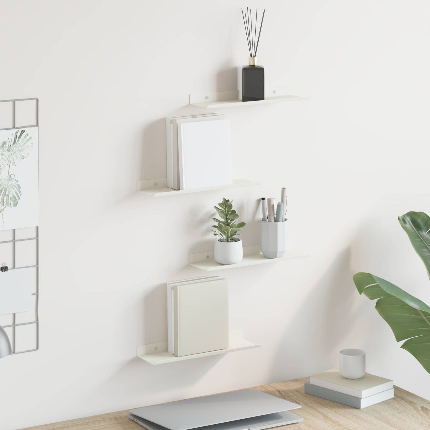 Drijvende plank Wandgemonteerd 4 pcs Wit 30 x 9 x 2,5 cm Staal is nu te koop bij PeponiXL, paradijselijk wonen!