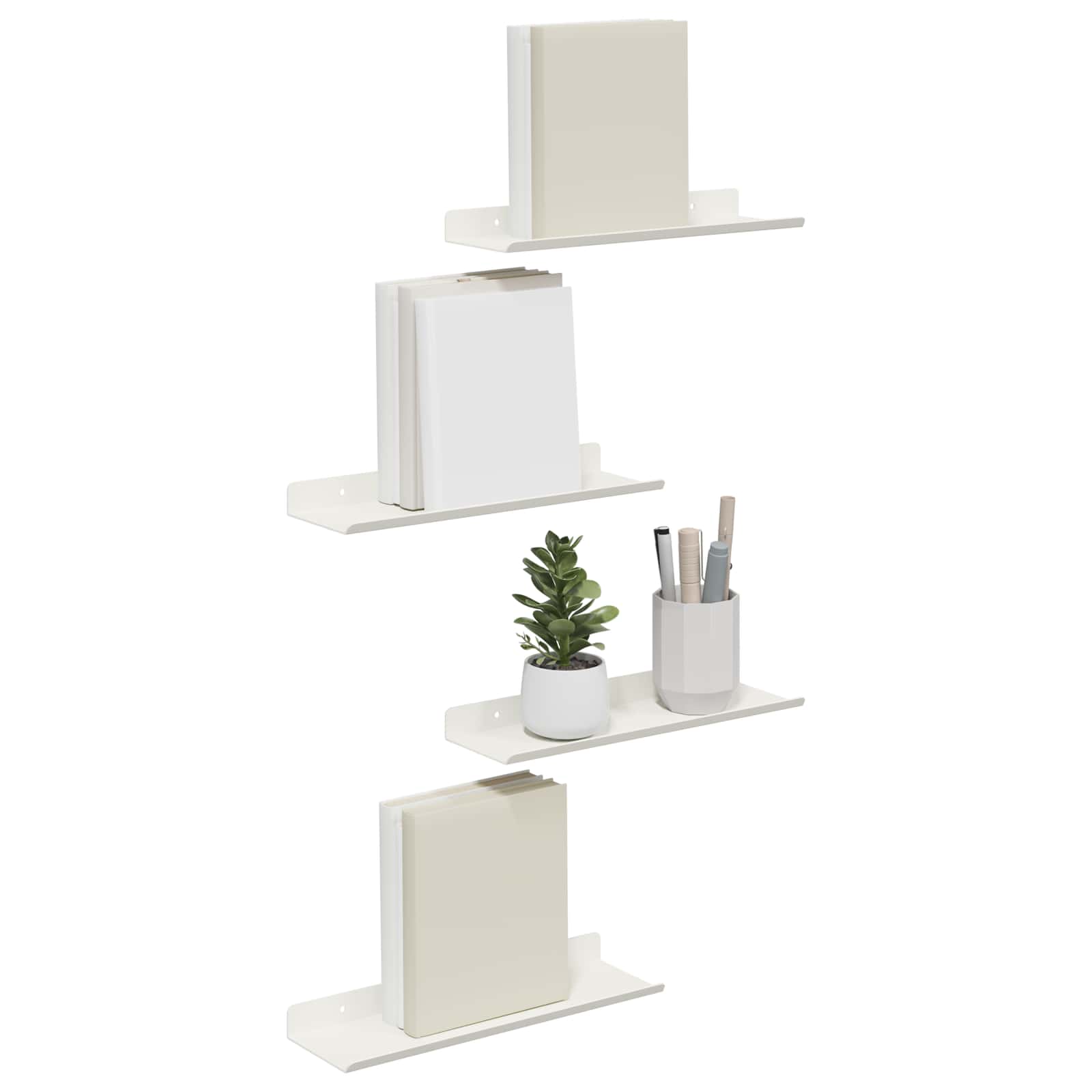 Drijvende plank Wandgemonteerd 4 pcs Wit 30 x 9 x 2,5 cm Staal is nu te koop bij PeponiXL, paradijselijk wonen!