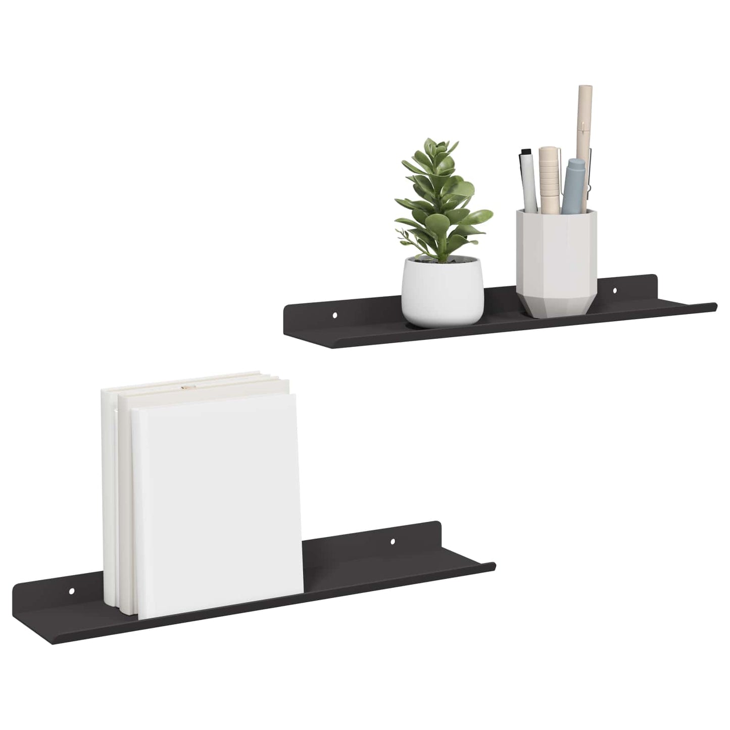 Drijvende plank 2 pcs Zwart 40 x 8,5 x 2,5 cm Staal is nu te koop bij PeponiXL, paradijselijk wonen!