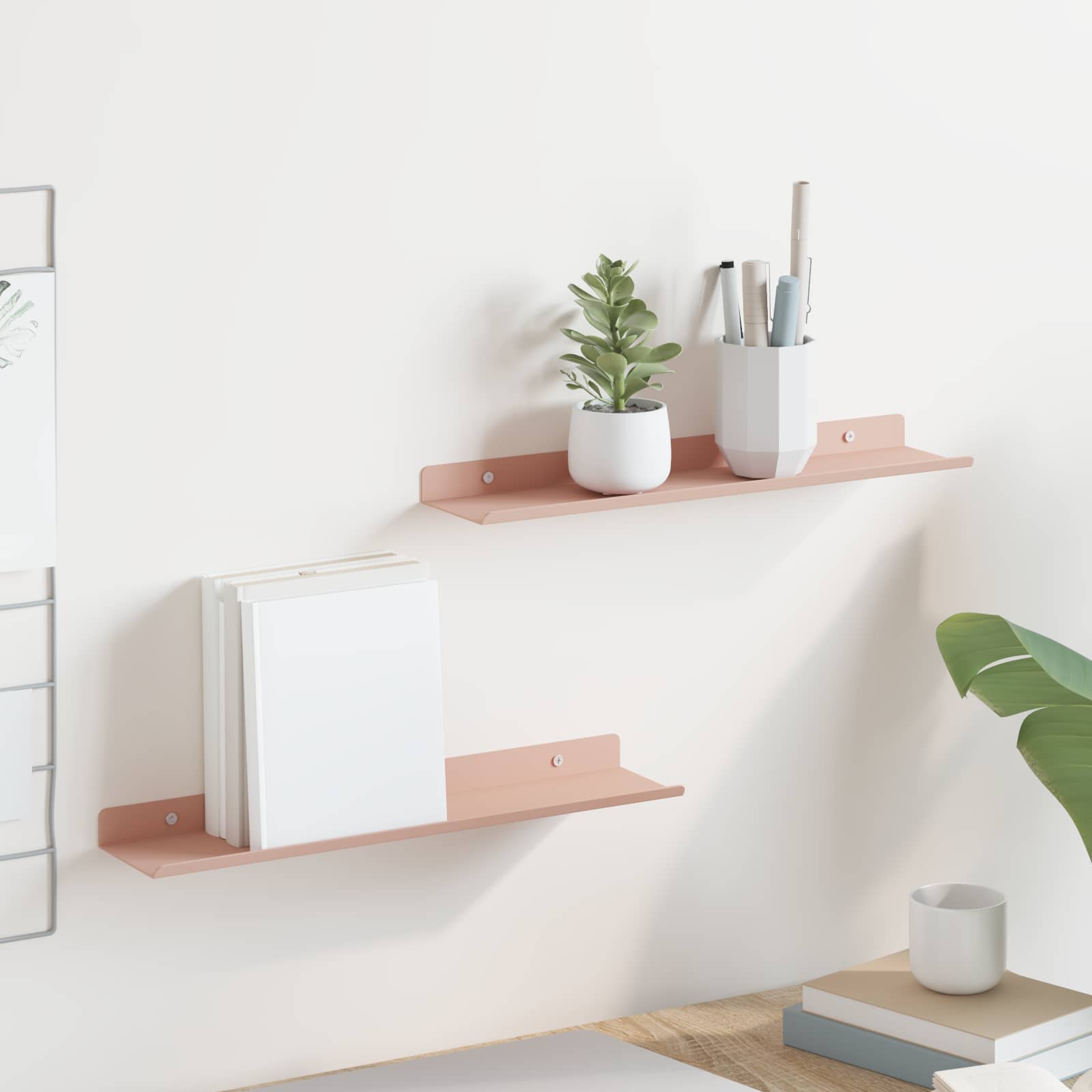 Drijvende plank 2 pcs Roze 40 x 8,5 x 2,5 cm Staal is nu te koop bij PeponiXL, paradijselijk wonen!