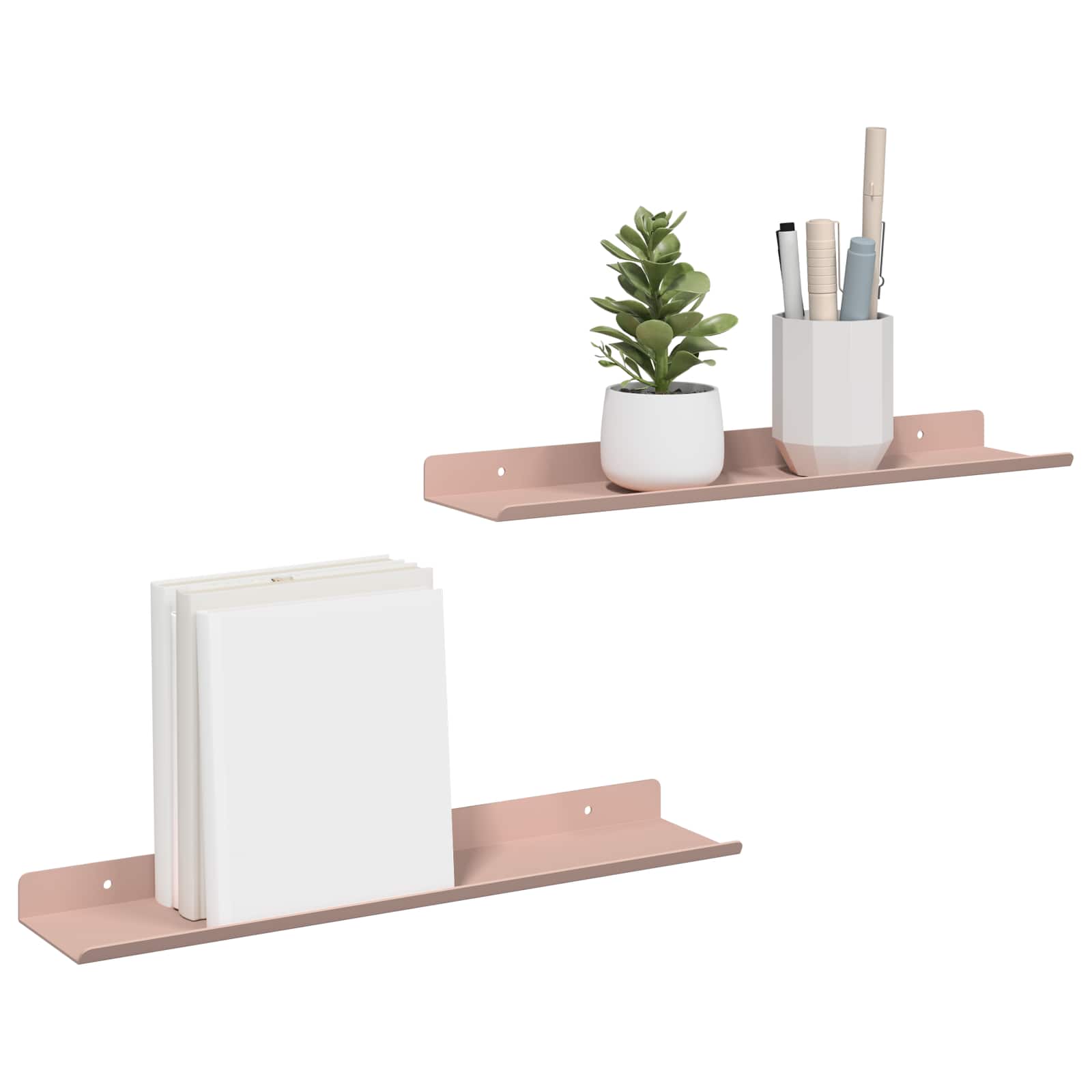 Drijvende plank 2 pcs Roze 40 x 8,5 x 2,5 cm Staal is nu te koop bij PeponiXL, paradijselijk wonen!