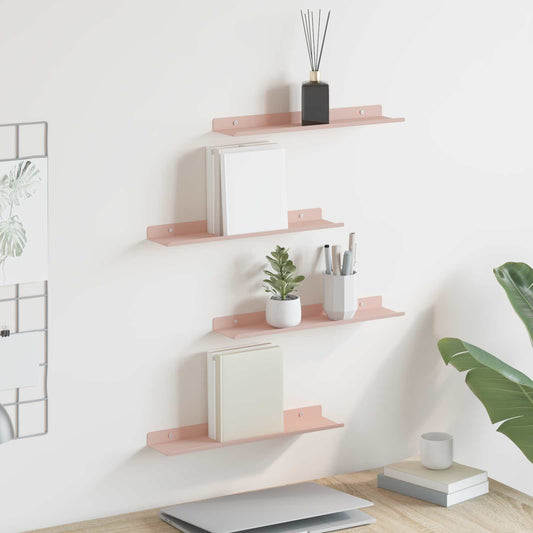 Drijvende plank 4 pcs Roze 40 x 8,5 x 2,5 cm Staal is nu te koop bij PeponiXL, paradijselijk wonen!