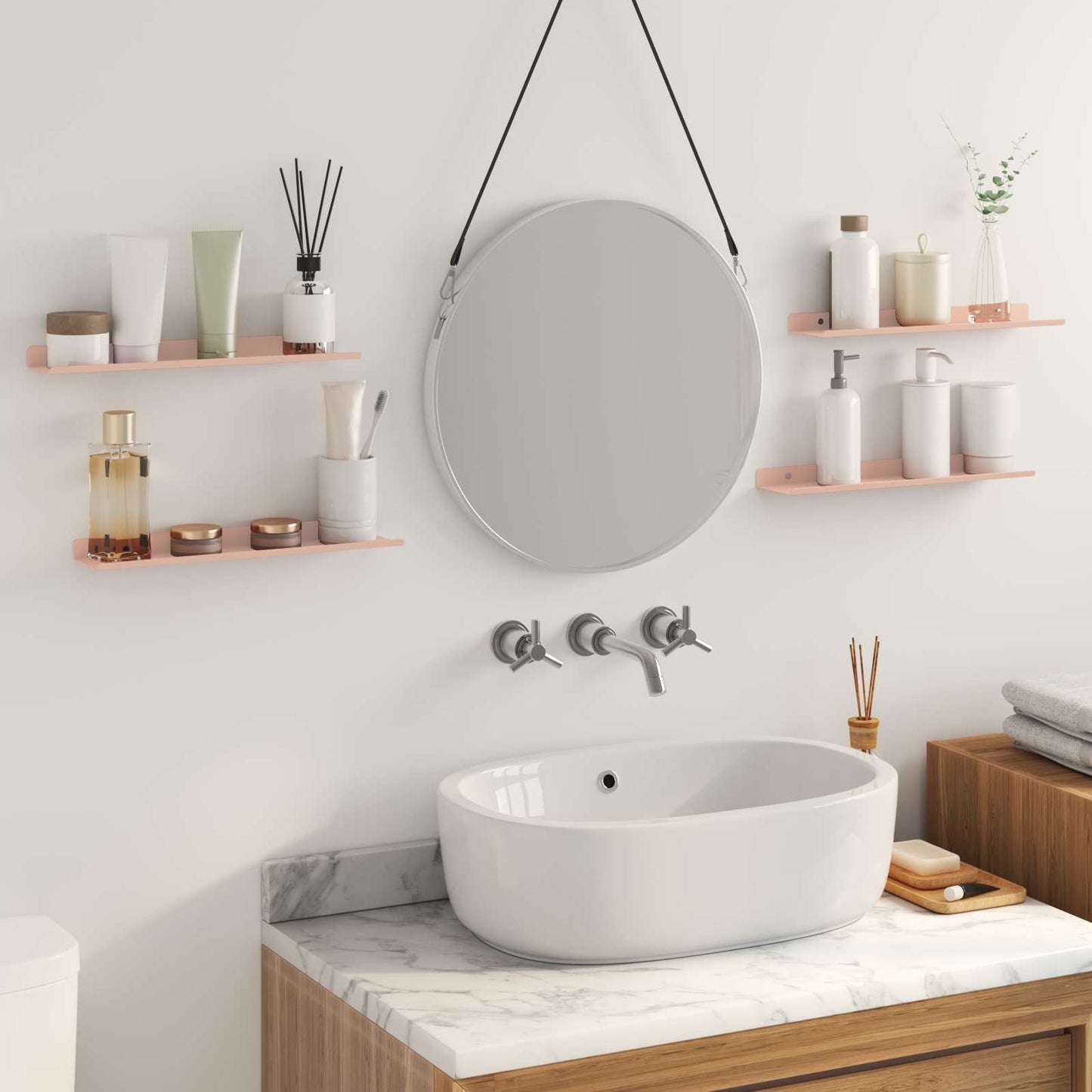 Drijvende plank Wandgemonteerd 4 pcs Roze 40 x 9 x 2,5 cm Staal is nu te koop bij PeponiXL, paradijselijk wonen!