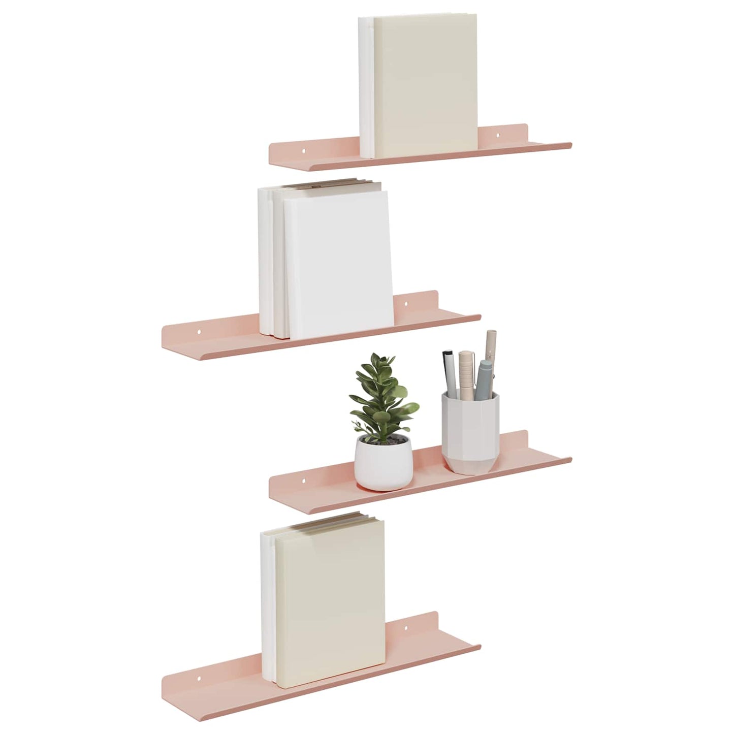 Drijvende plank Wandgemonteerd 4 pcs Roze 40 x 9 x 2,5 cm Staal is nu te koop bij PeponiXL, paradijselijk wonen!