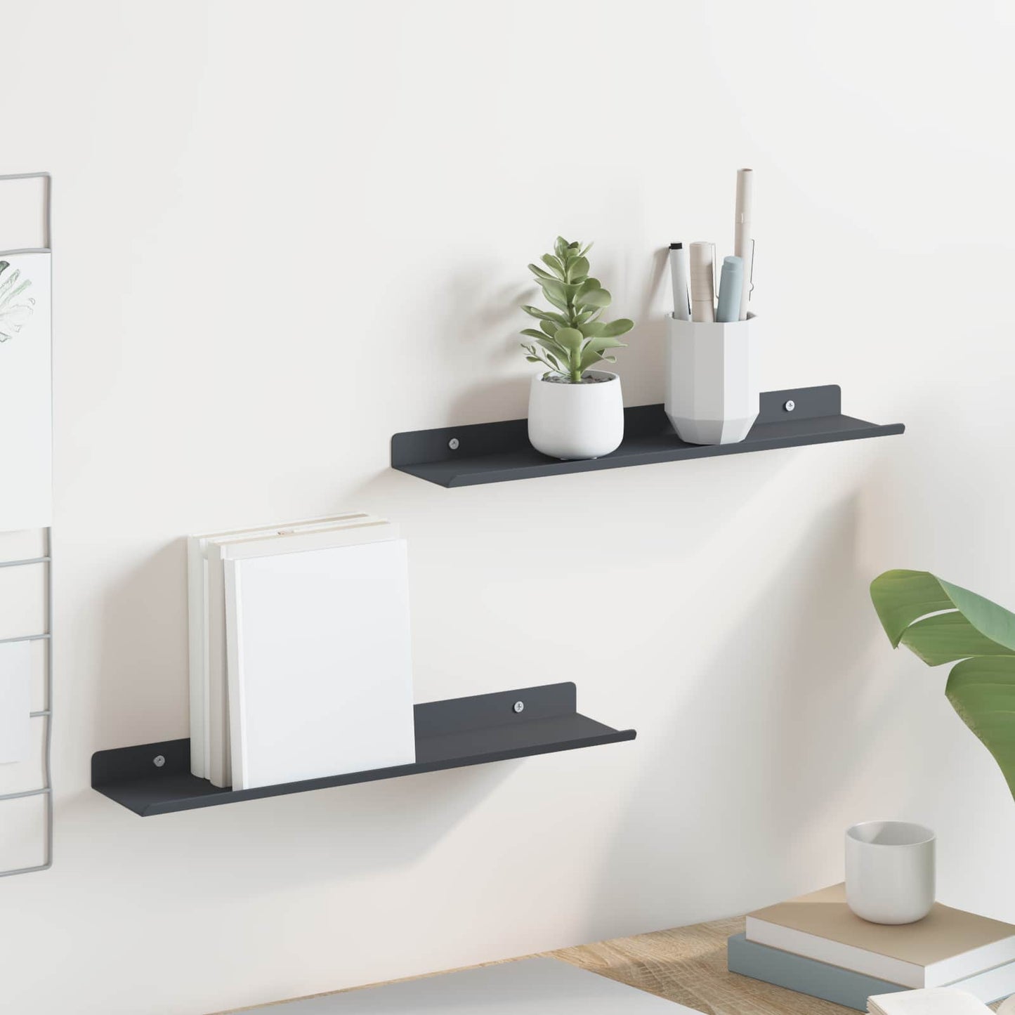 Drijvende plank 2 pcs Antraciet 40 x 8,5 x 2,5 cm Staal is nu te koop bij PeponiXL, paradijselijk wonen!