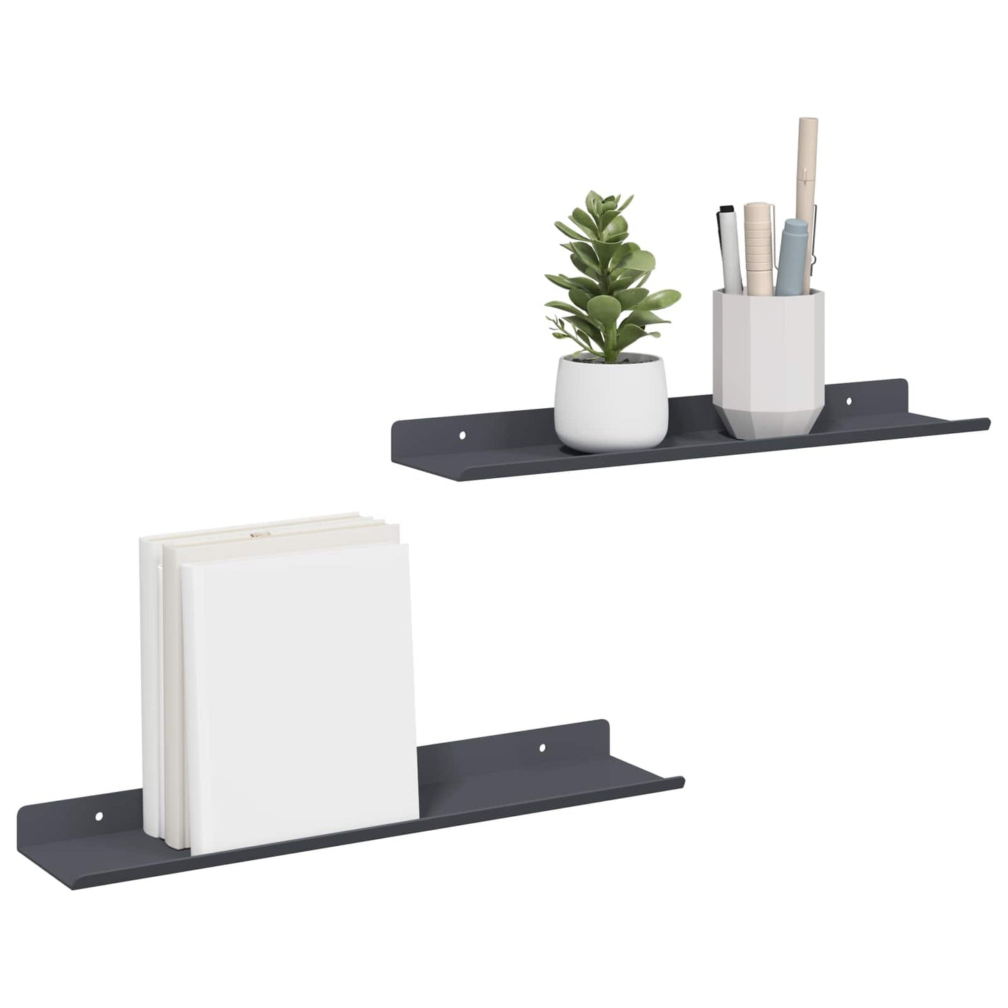 Drijvende plank 2 pcs Antraciet 40 x 8,5 x 2,5 cm Staal is nu te koop bij PeponiXL, paradijselijk wonen!
