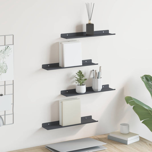 Drijvende plank 4 pcs Antraciet 40 x 8,5 x 2,5 cm Staal is nu te koop bij PeponiXL, paradijselijk wonen!