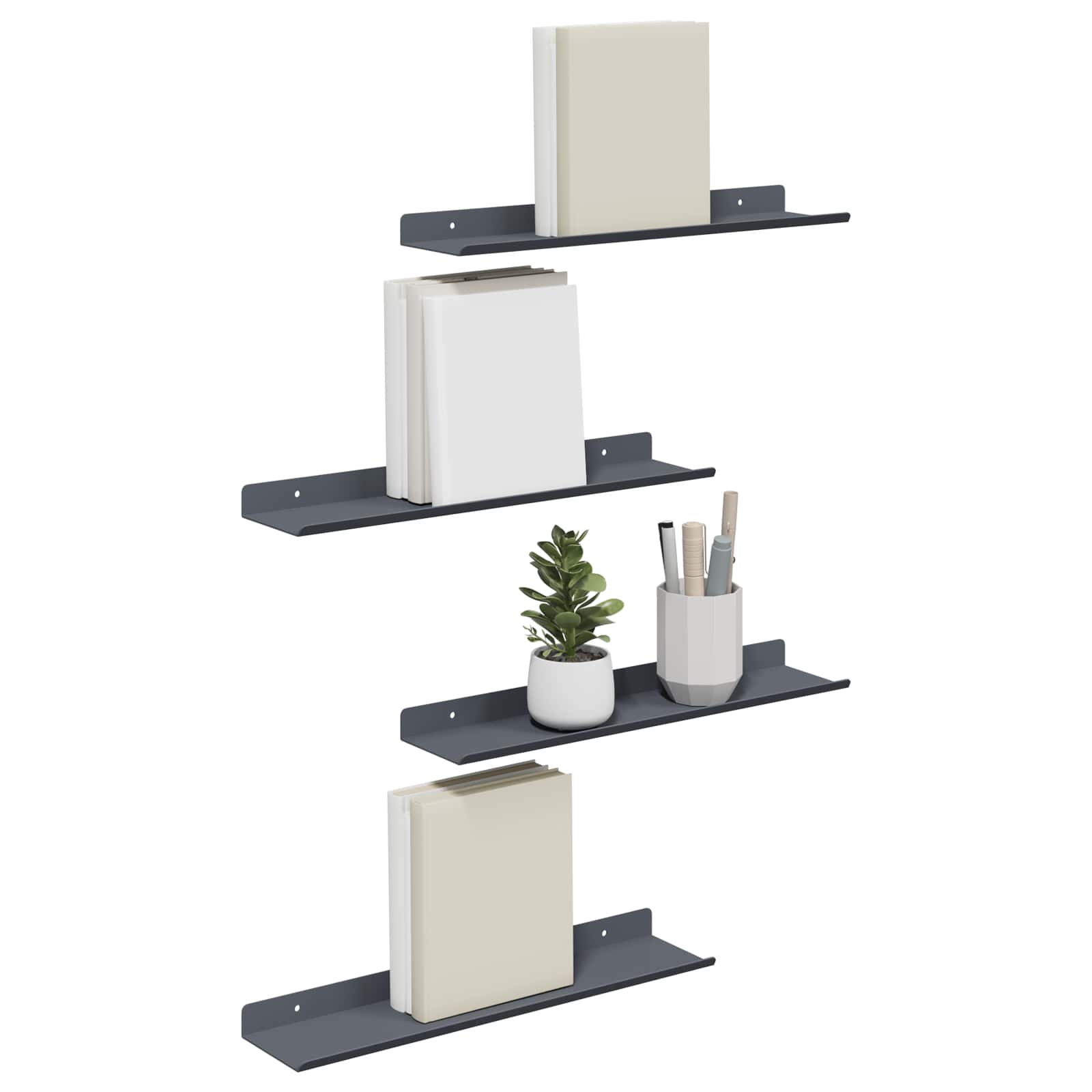 Drijvende plank 4 pcs Antraciet 40 x 8,5 x 2,5 cm Staal is nu te koop bij PeponiXL, paradijselijk wonen!
