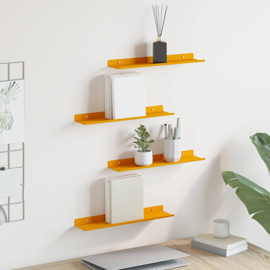 Drijvende plank 4 pcs Mosterdgeel 40 x 8,5 x 2,5 cm Staal is nu te koop bij PeponiXL, paradijselijk wonen!