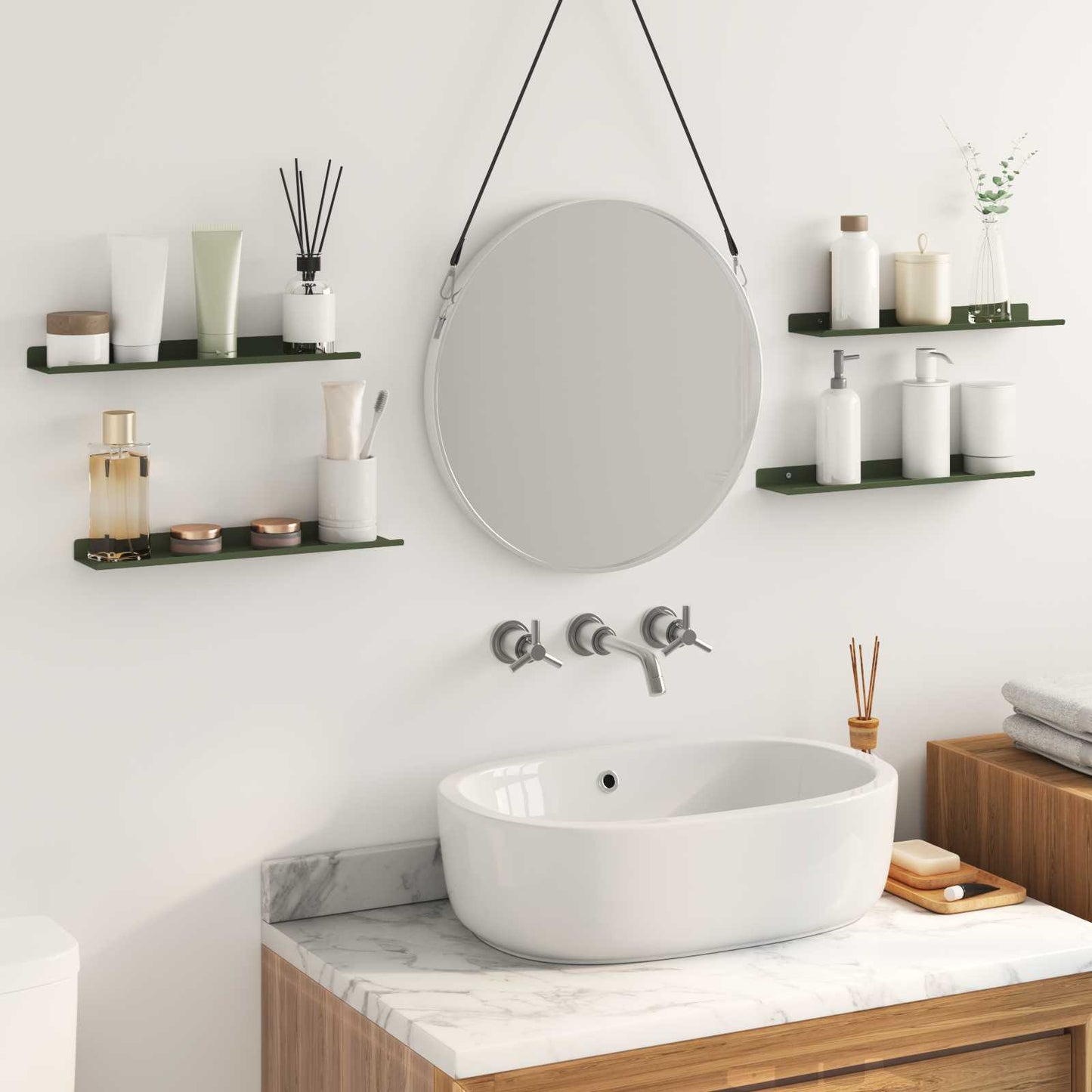 Drijvende plank 4 pcs Olijf Groen 40 x 9 x 2,5 cm Staal is nu te koop bij PeponiXL, paradijselijk wonen!