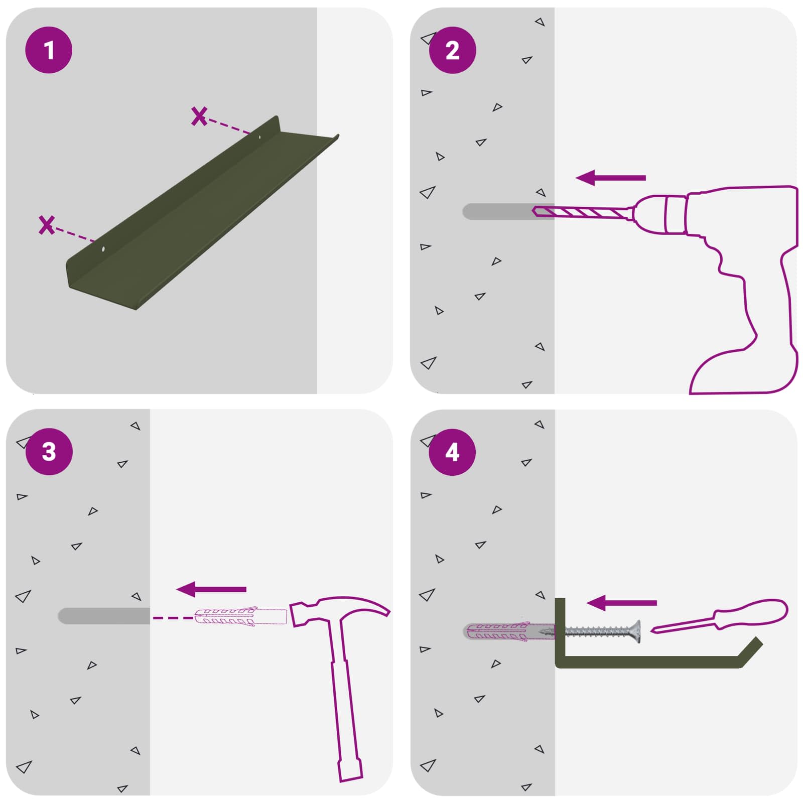 Drijvende plank 4 pcs Olijf Groen 40 x 9 x 2,5 cm Staal is nu te koop bij PeponiXL, paradijselijk wonen!