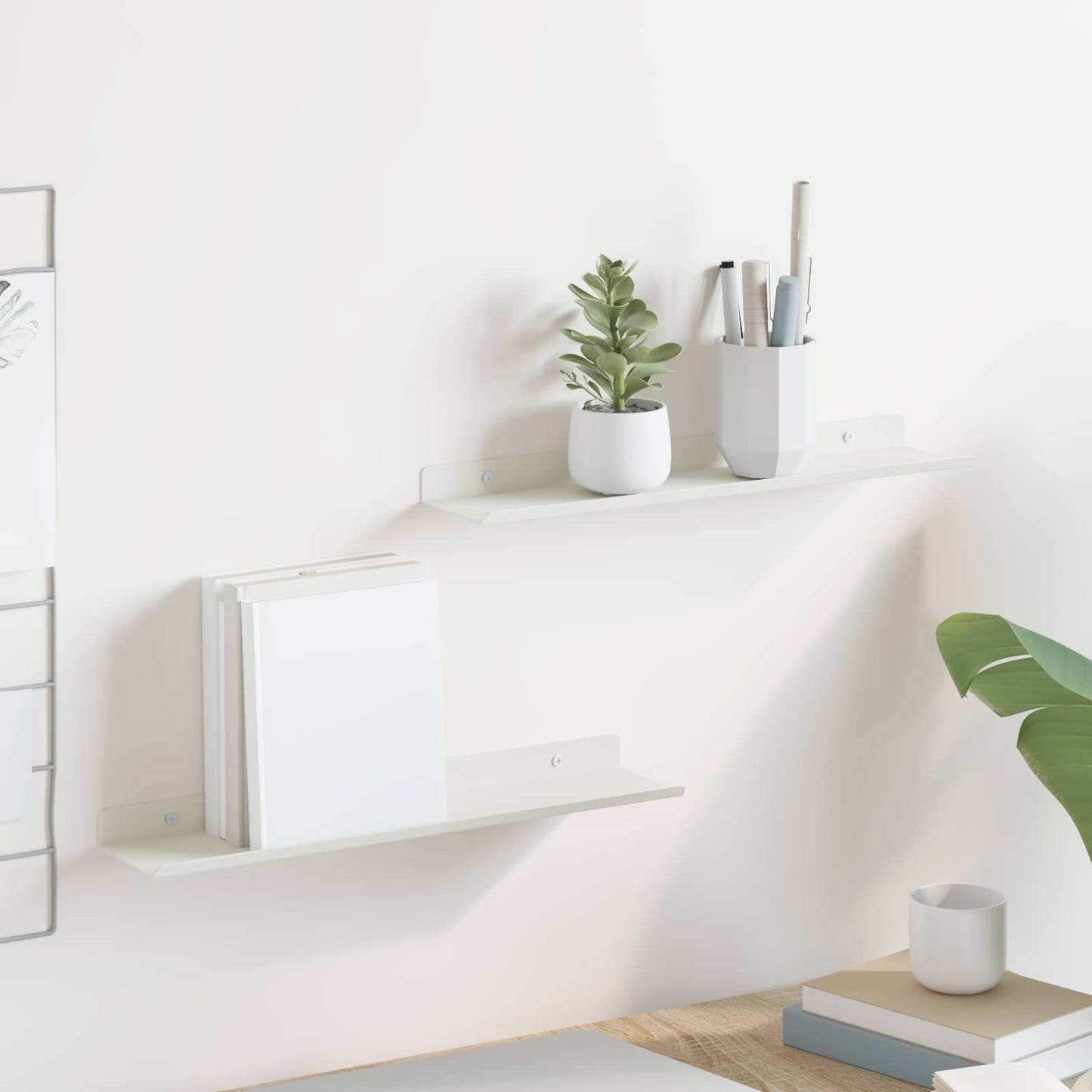 Drijvende plank 2 pcs Wit 40 x 8,5 x 2,5 cm Staal is nu te koop bij PeponiXL, paradijselijk wonen!