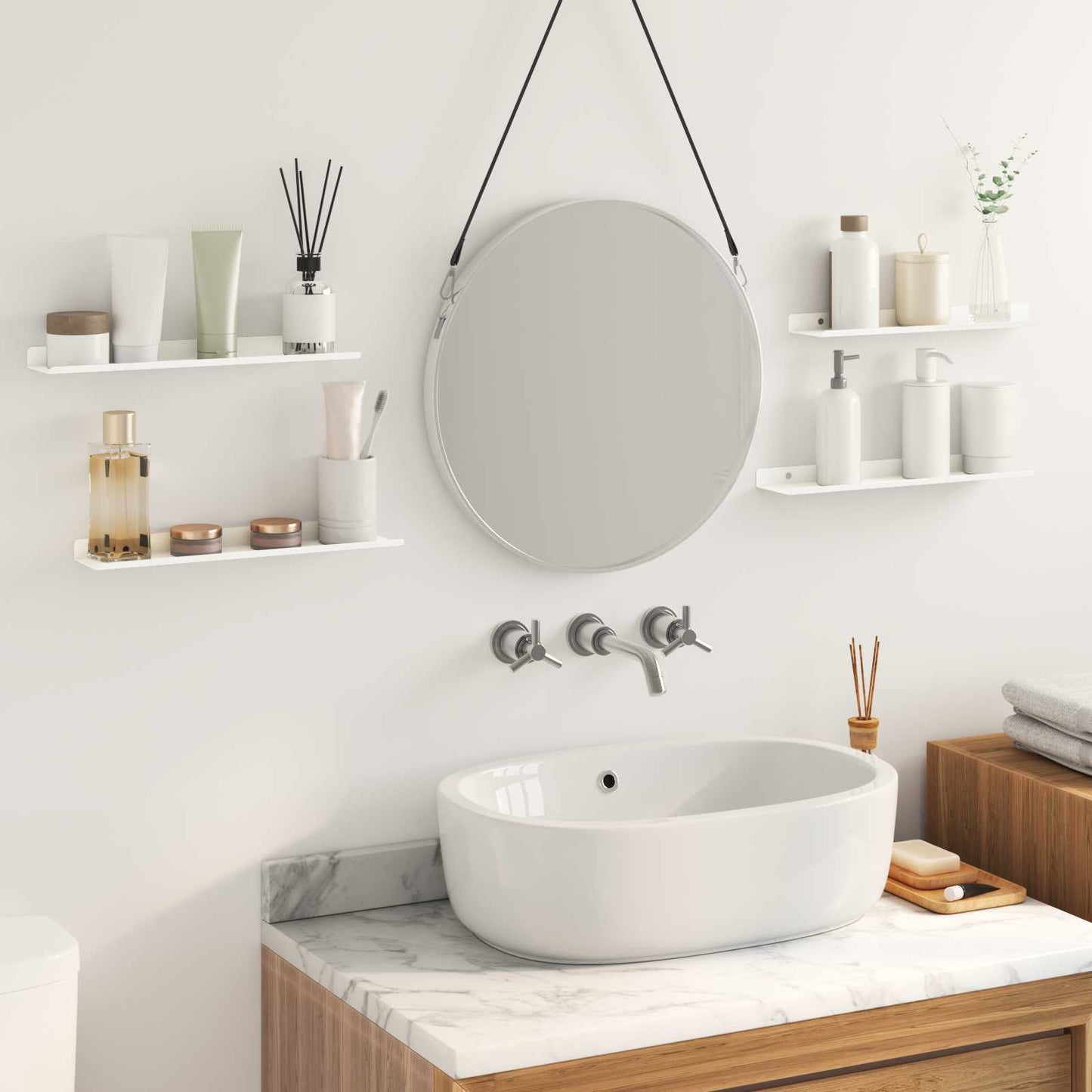 Drijvende plank Wandgemonteerd 4 pcs Wit 40 x 9 x 2,5 cm Staal is nu te koop bij PeponiXL, paradijselijk wonen!