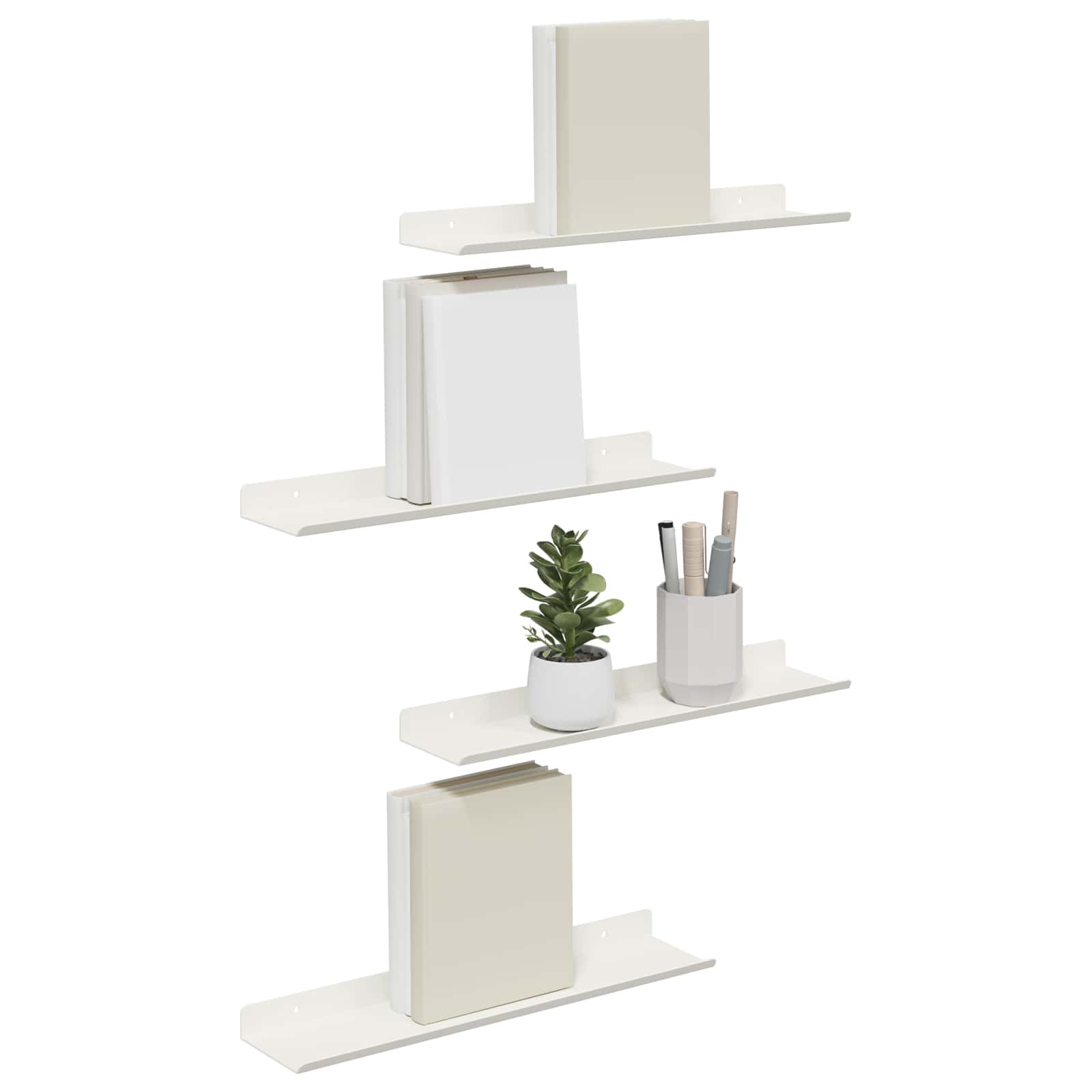 Drijvende plank Wandgemonteerd 4 pcs Wit 40 x 9 x 2,5 cm Staal is nu te koop bij PeponiXL, paradijselijk wonen!