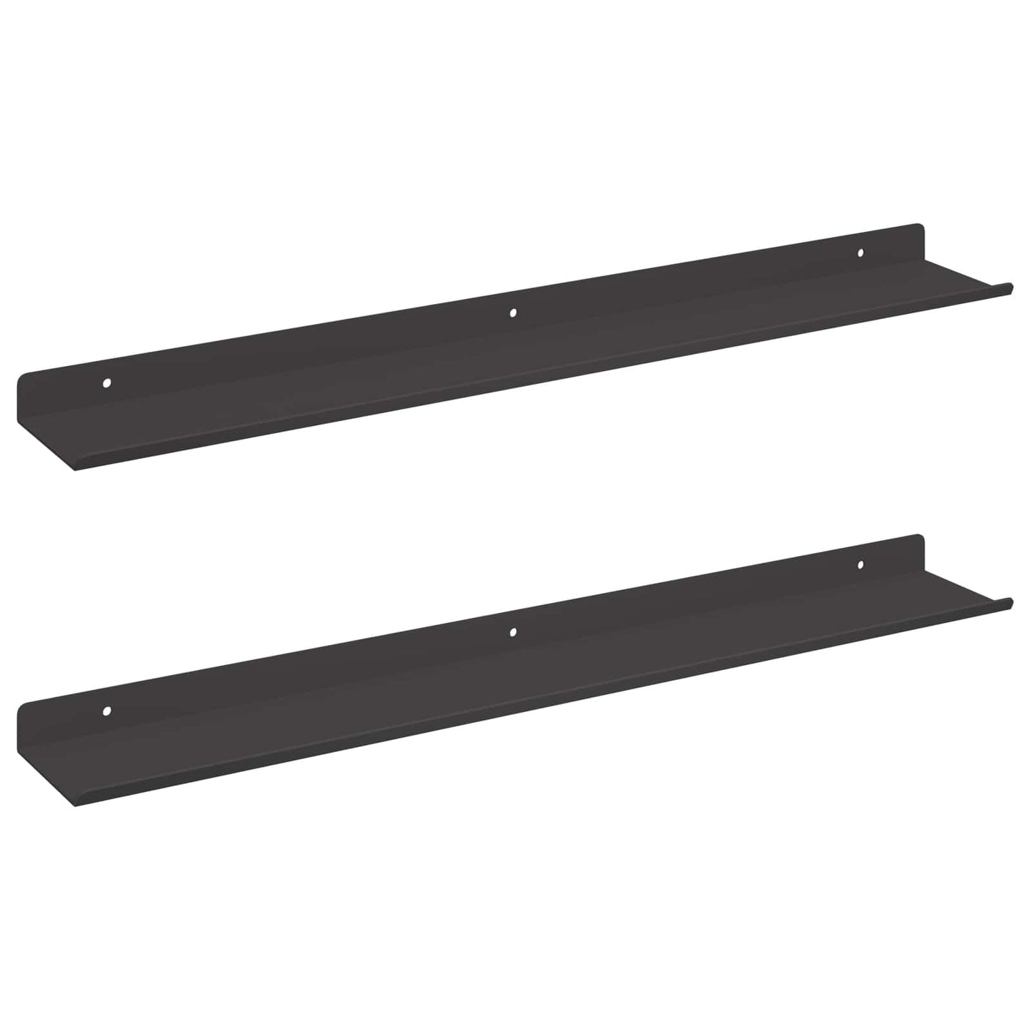 Drijvende plank 2 pcs Zwart 60 x 8,5 x 2,5 cm Staal is nu te koop bij PeponiXL, paradijselijk wonen!
