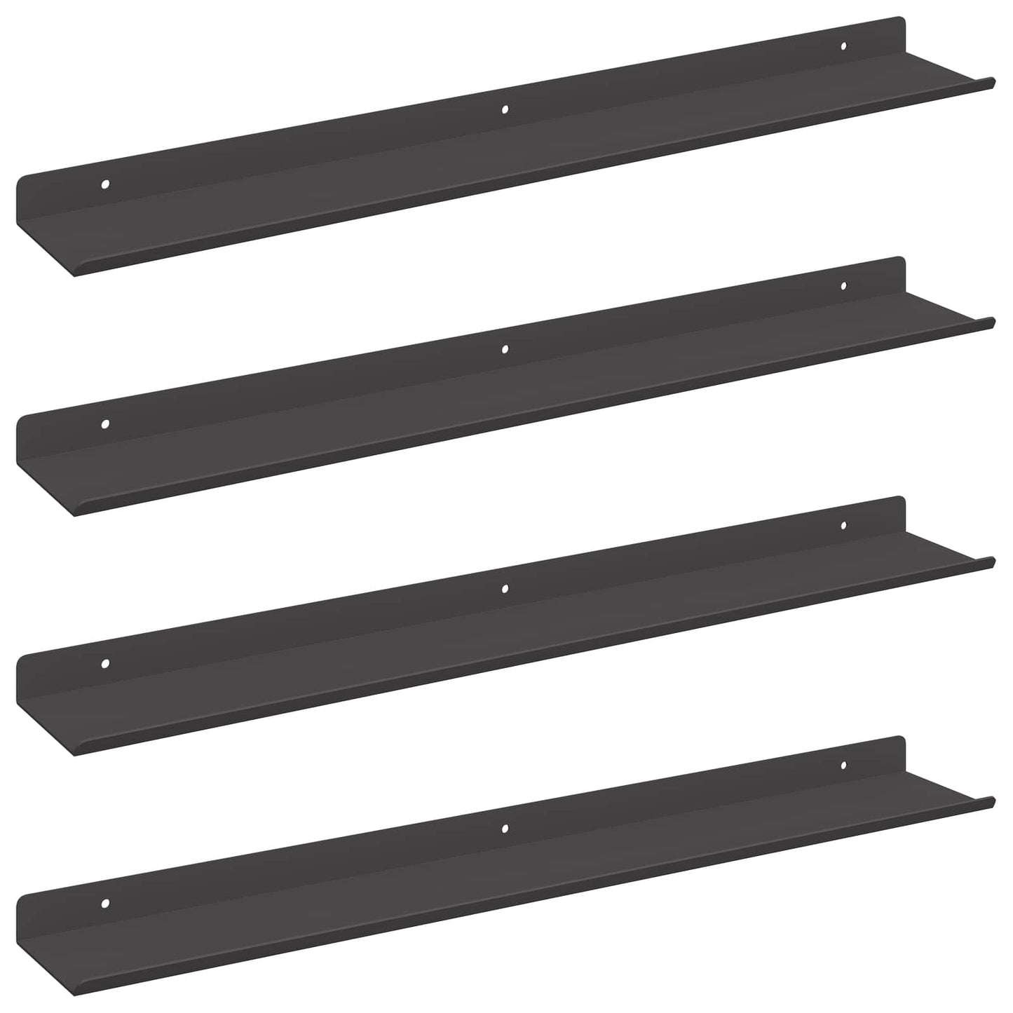 Drijvende plank 4 pcs Zwart 60 x 8,5 x 2,5 cm Staal is nu te koop bij PeponiXL, paradijselijk wonen!