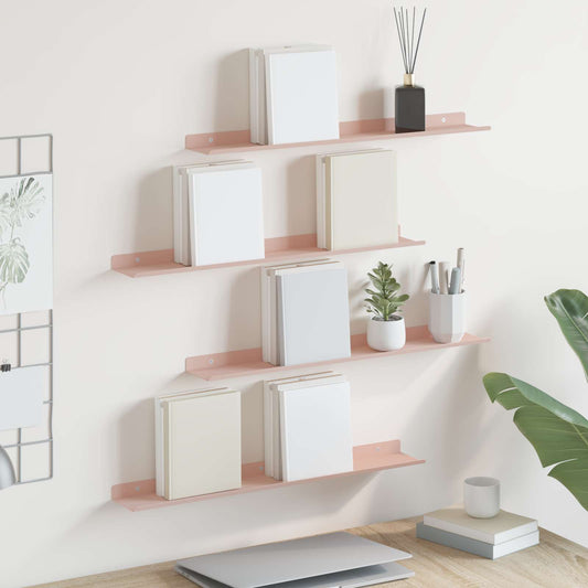 Drijvende plank 4 pcs Roze 60 x 8,5 x 2,5 cm Staal is nu te koop bij PeponiXL, paradijselijk wonen!