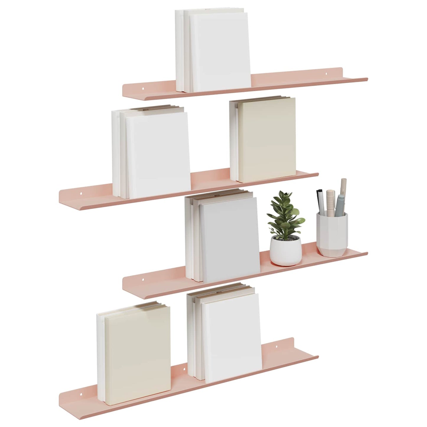 Drijvende plank Wandgemonteerd 4 pcs Roze 60 x 9 x 2,5 cm Staal is nu te koop bij PeponiXL, paradijselijk wonen!