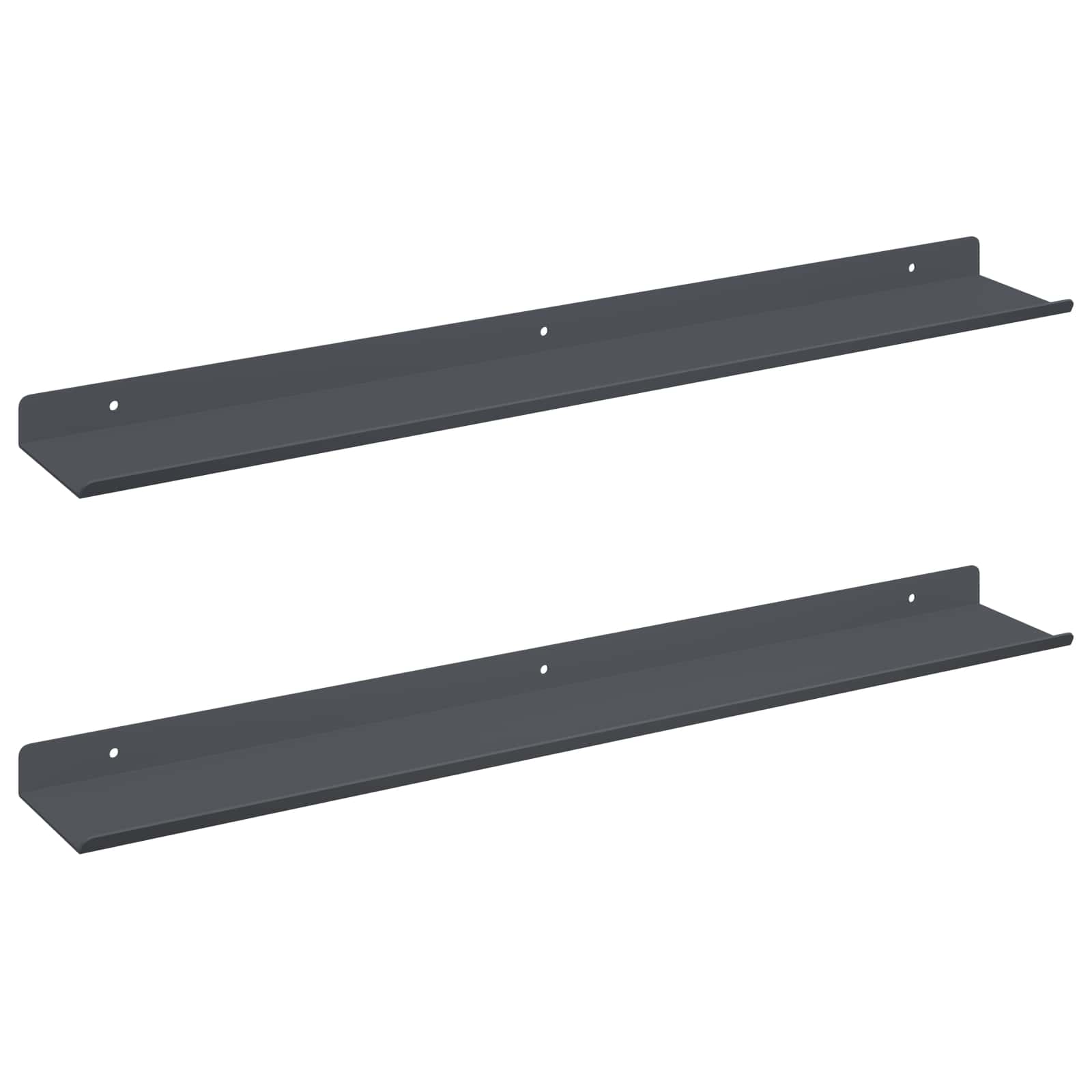 Drijvende plank 2 pcs Antraciet 60 x 8,5 x 2,5 cm Staal is nu te koop bij PeponiXL, paradijselijk wonen!