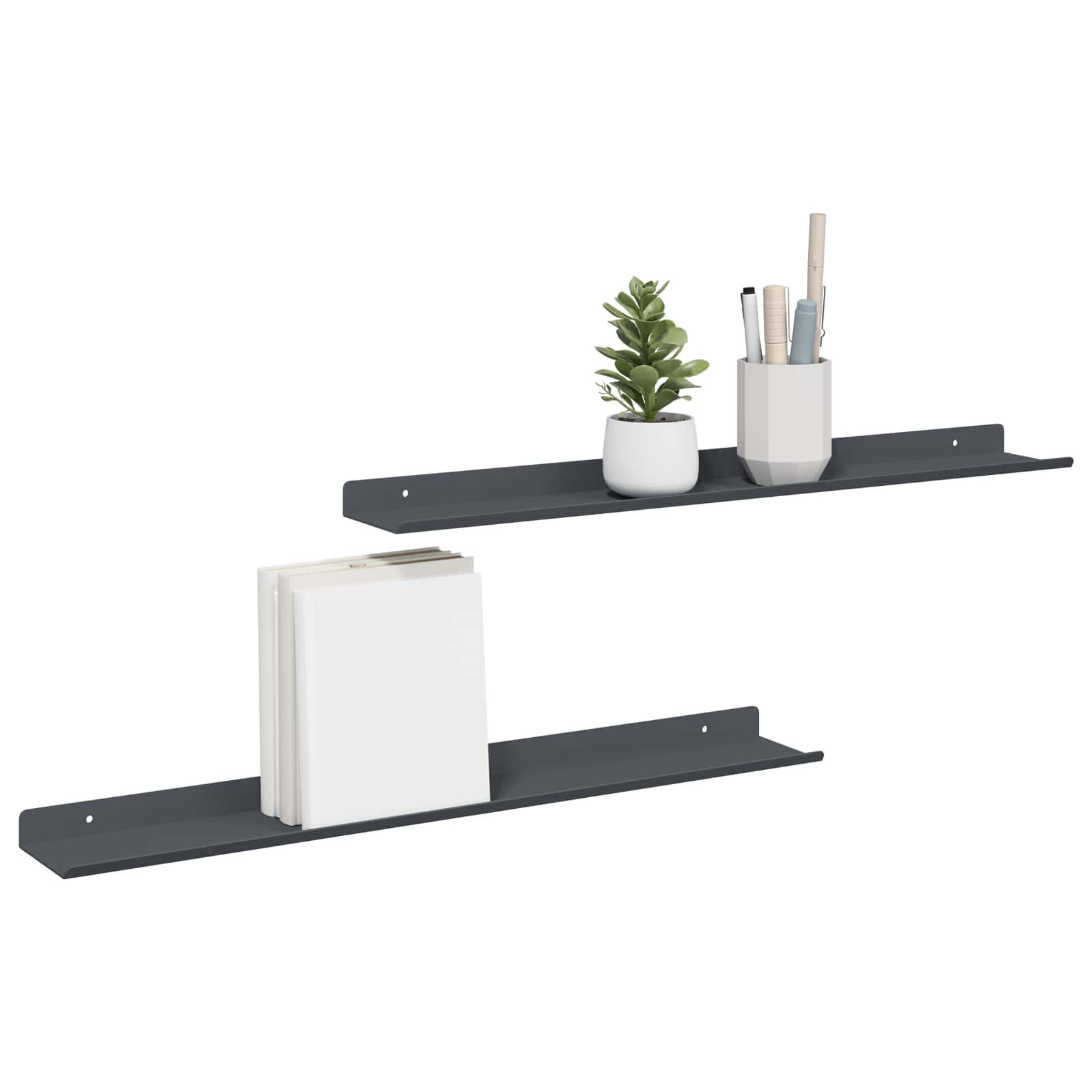Drijvende plank 2 pcs Antraciet 60 x 8,5 x 2,5 cm Staal is nu te koop bij PeponiXL, paradijselijk wonen!